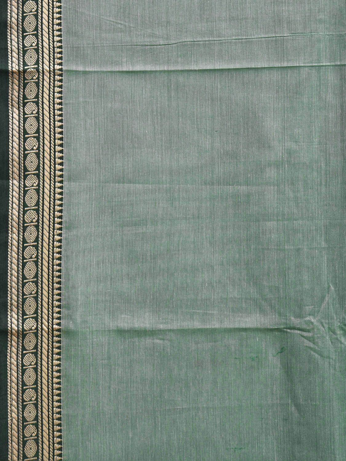Sea Green Narayanpet Cotton Plain Saree with Strips Pallu Design No Blouse np1456