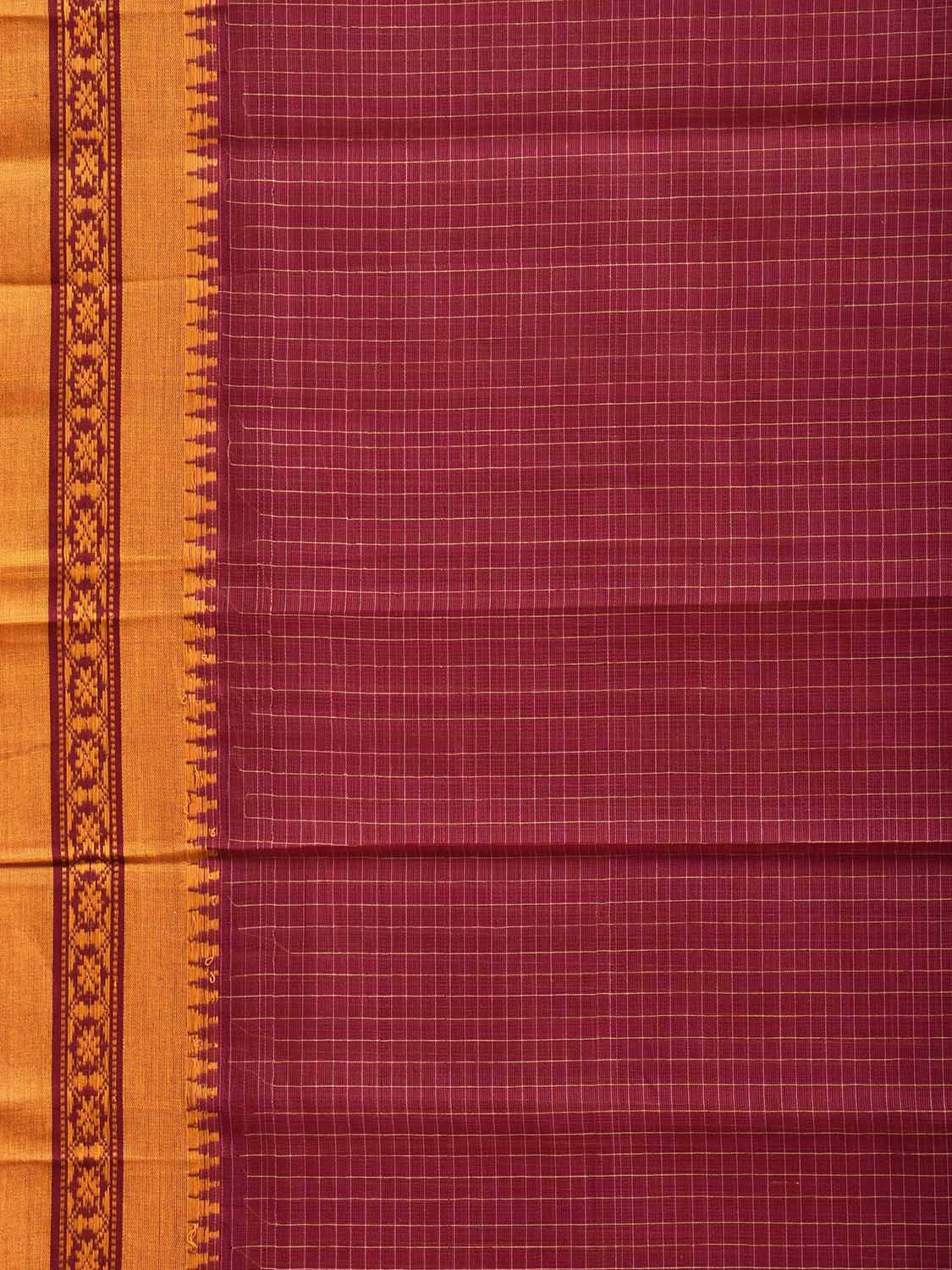 Red and Yellow Narayanpet Cotton Handloom Saree with Checks Design No Blouse np1468