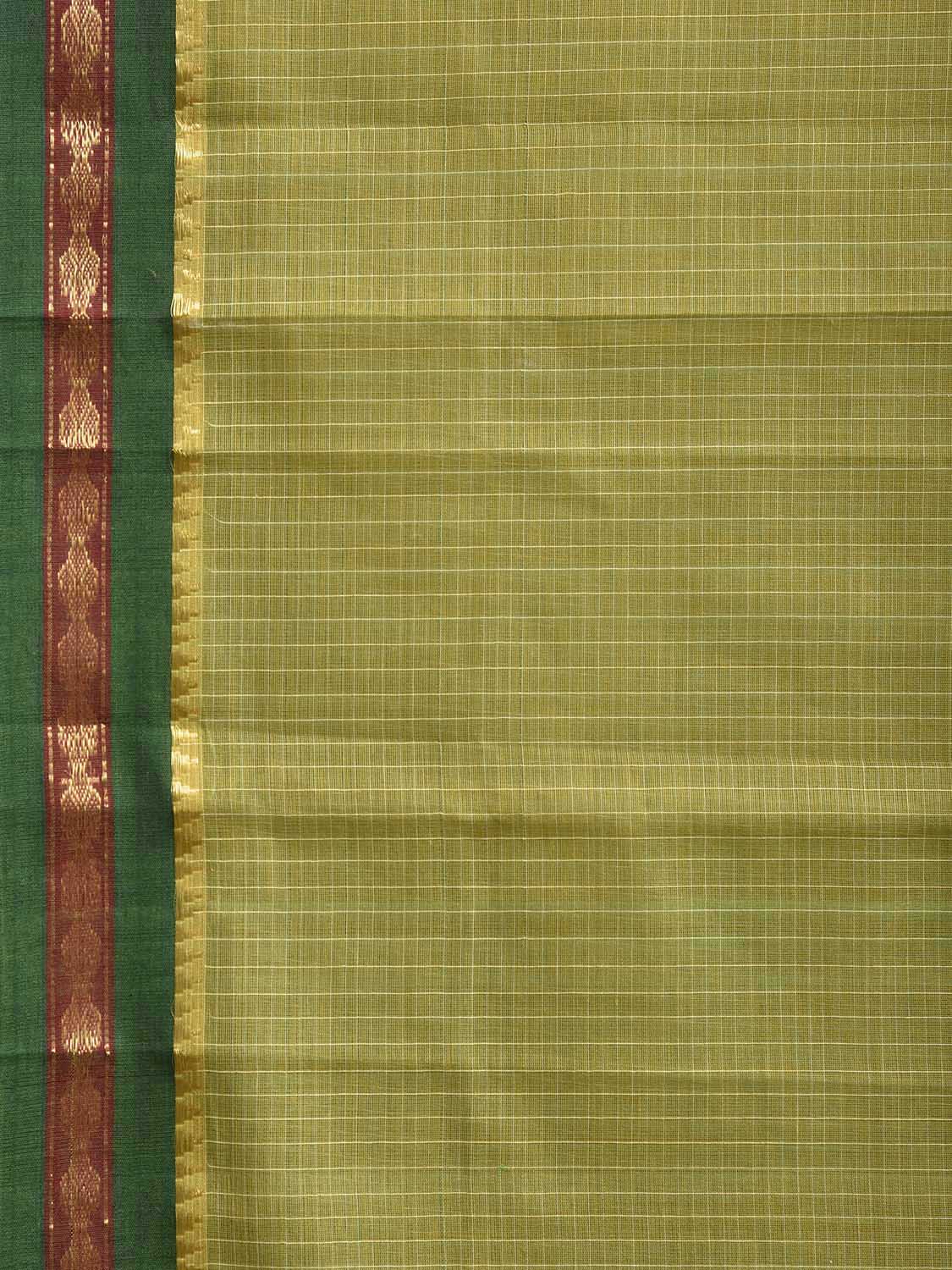Light Green and Green Narayanpet Cotton Handloom Saree with Checks Design No Blouse np1479