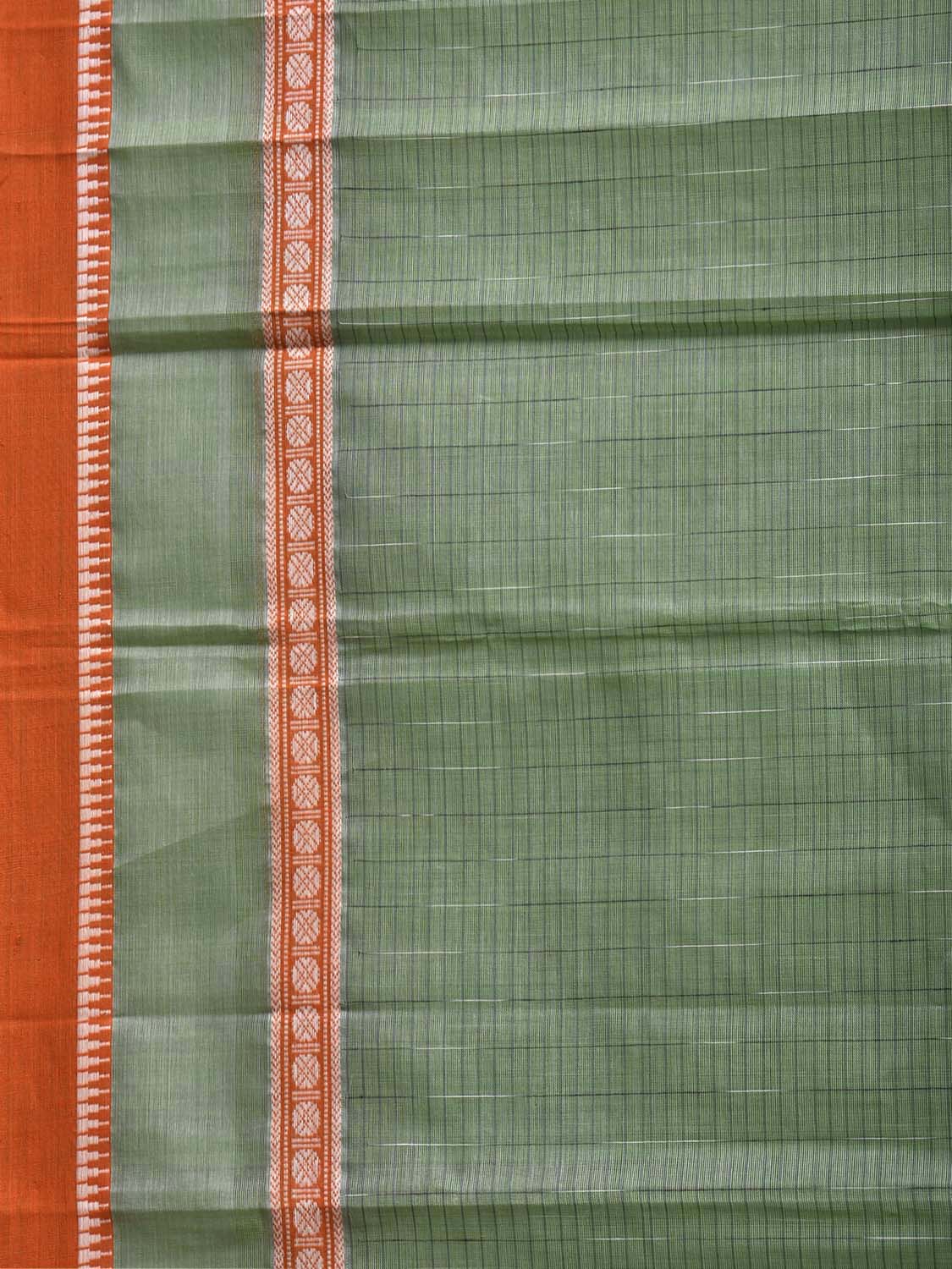 Sea Green and Orange Narayanpet Cotton Handloom Saree with One Side Big Border Design No Blouse np1480