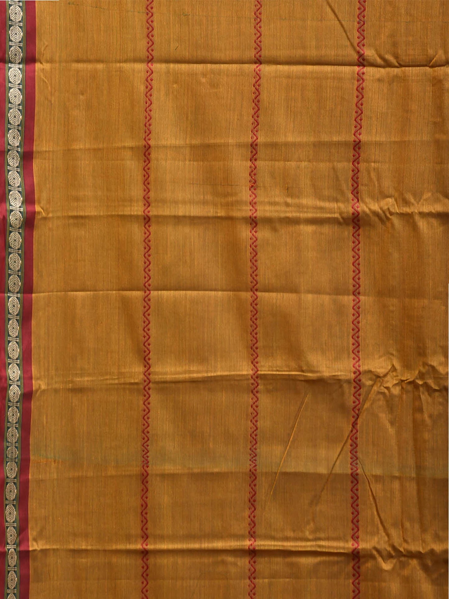 Olive Narayanpet Cotton Saree with Strips Design No Blouse np1491