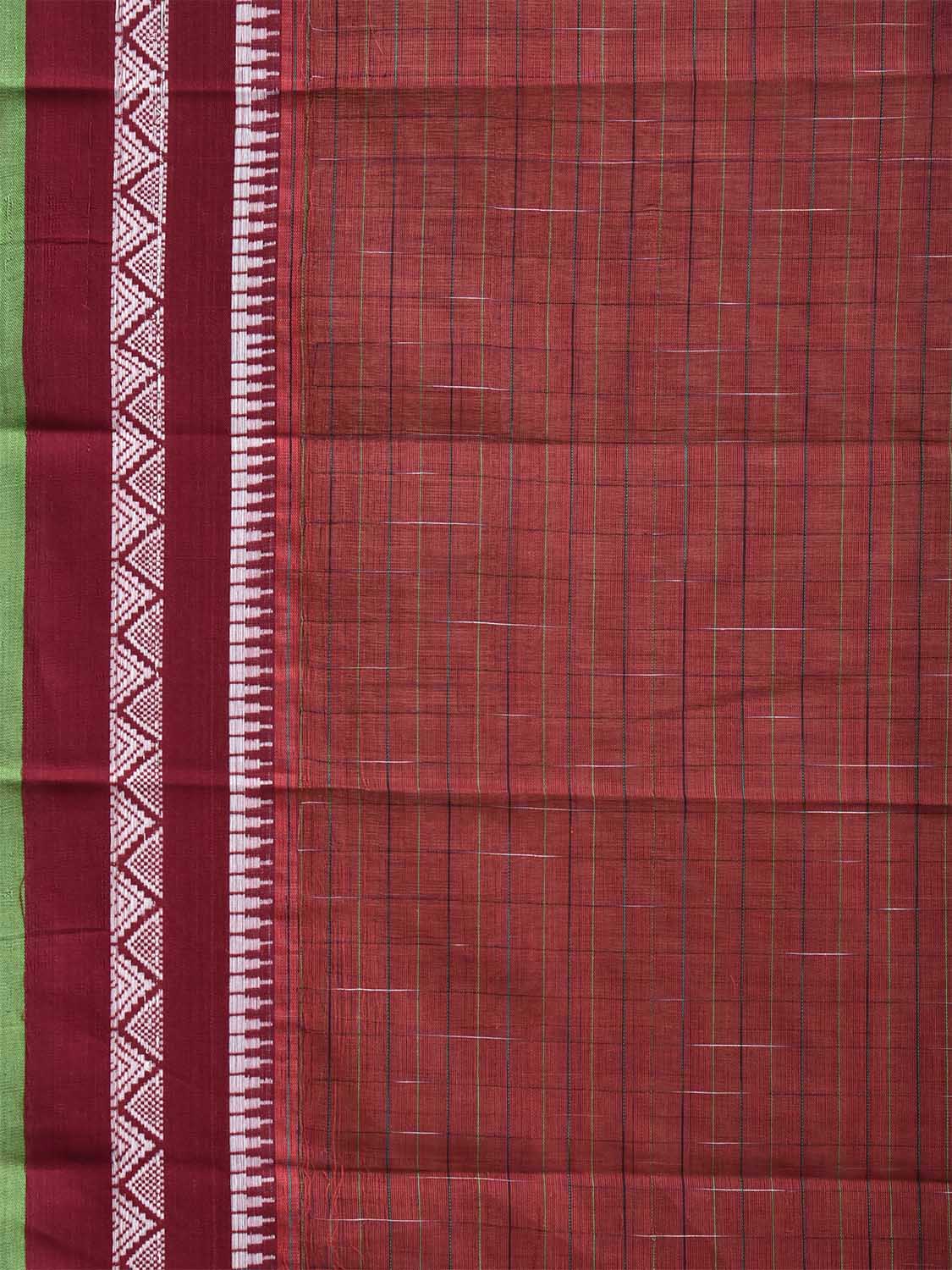 Dark Red Narayanpet Cotton Saree with Strips and Border Design No Blouse np1500
