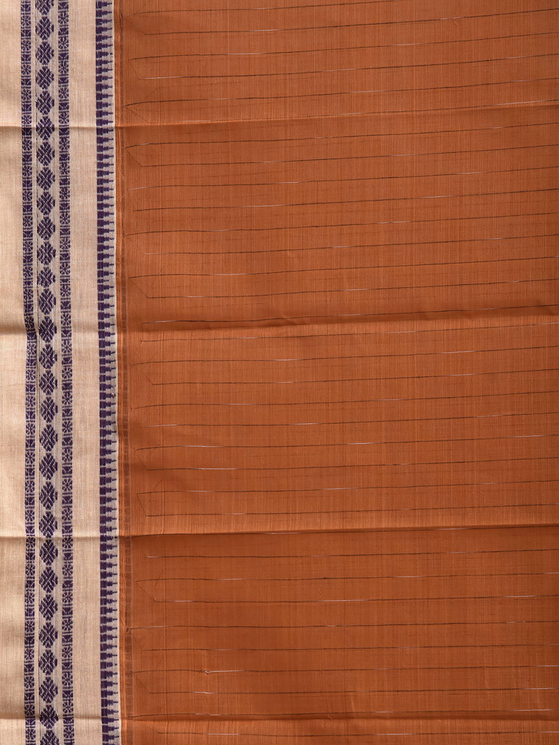 Orange and Cream Narayanpet Cotton Saree with Strips Body and Pallu Design No Blouse np1501
