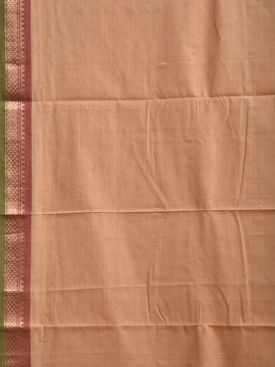 Light Orange and Dark Red Narayanpet Cotton Plain Saree with Strips Pallu Design No Blouse np1512