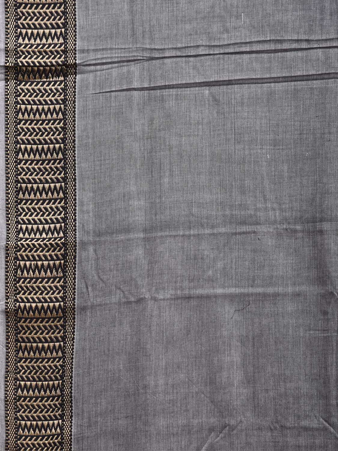 Grey Narayanpet Cotton Plain Saree with Strips Pallu and Border Design No Blouse np1517