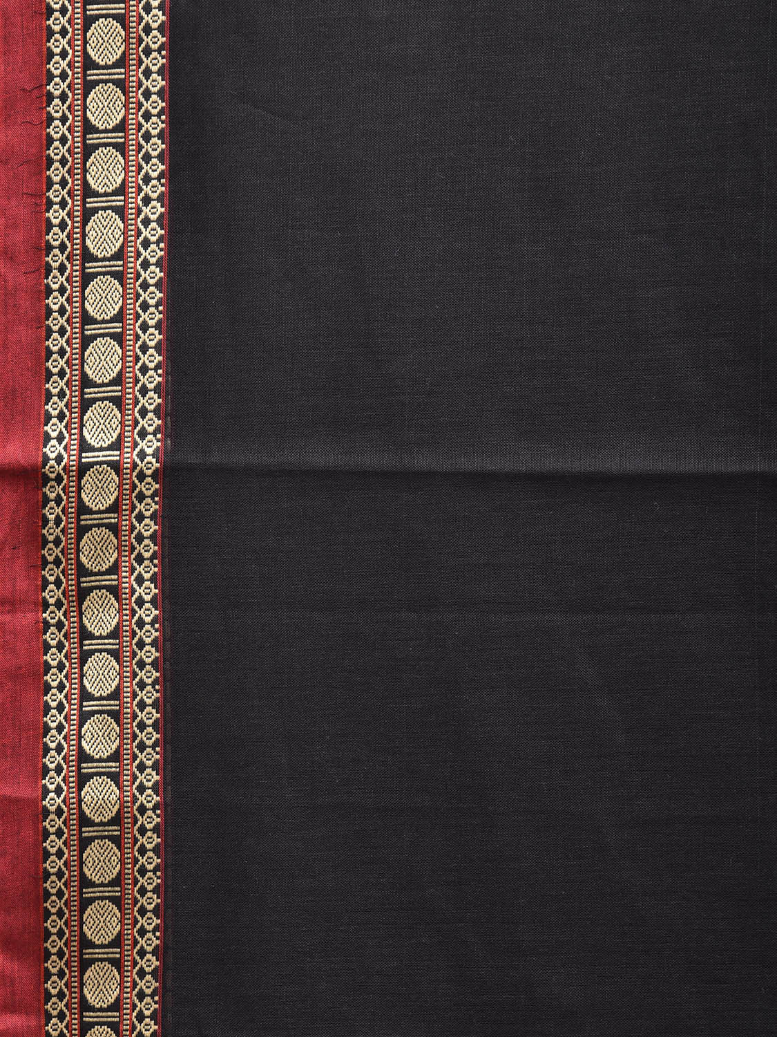 Black Narayanpet Cotton Plain Saree with Strips Pallu and Border Design No Blouse np1526