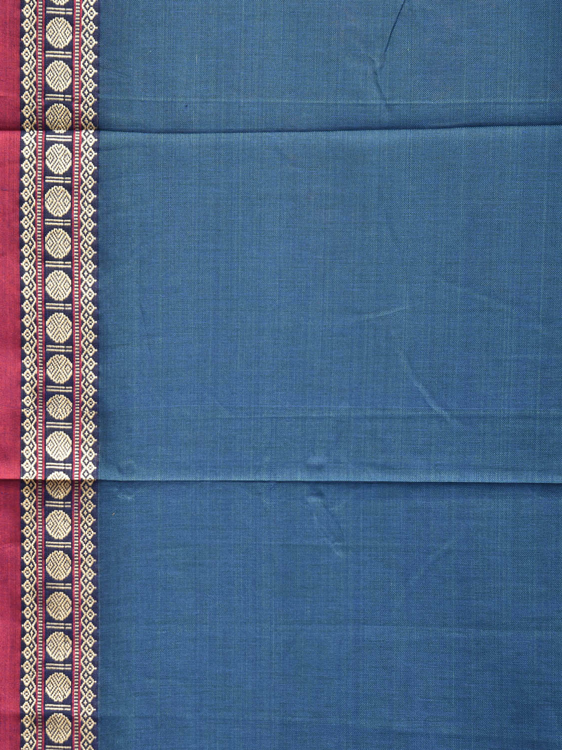 Blue Narayanpet Cotton Plain Saree with Strips Pallu and Border Design No Blouse np1527