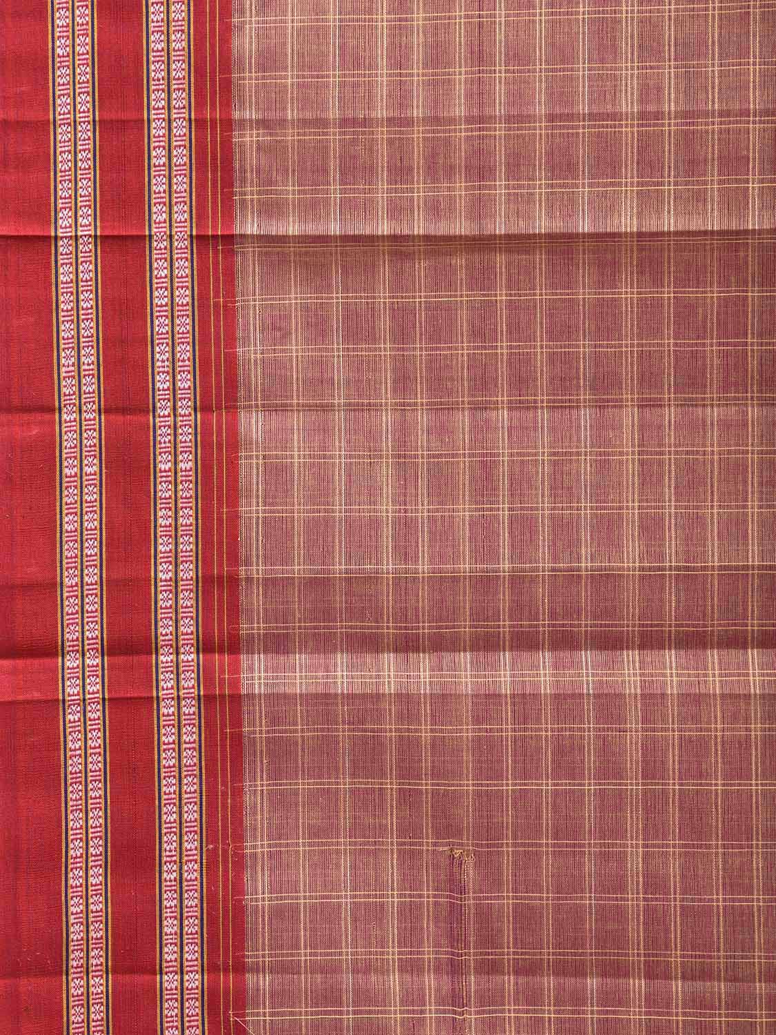 Light Rust and Red Narayanpet Cotton Saree with Big Checks Design No Blouse np1532