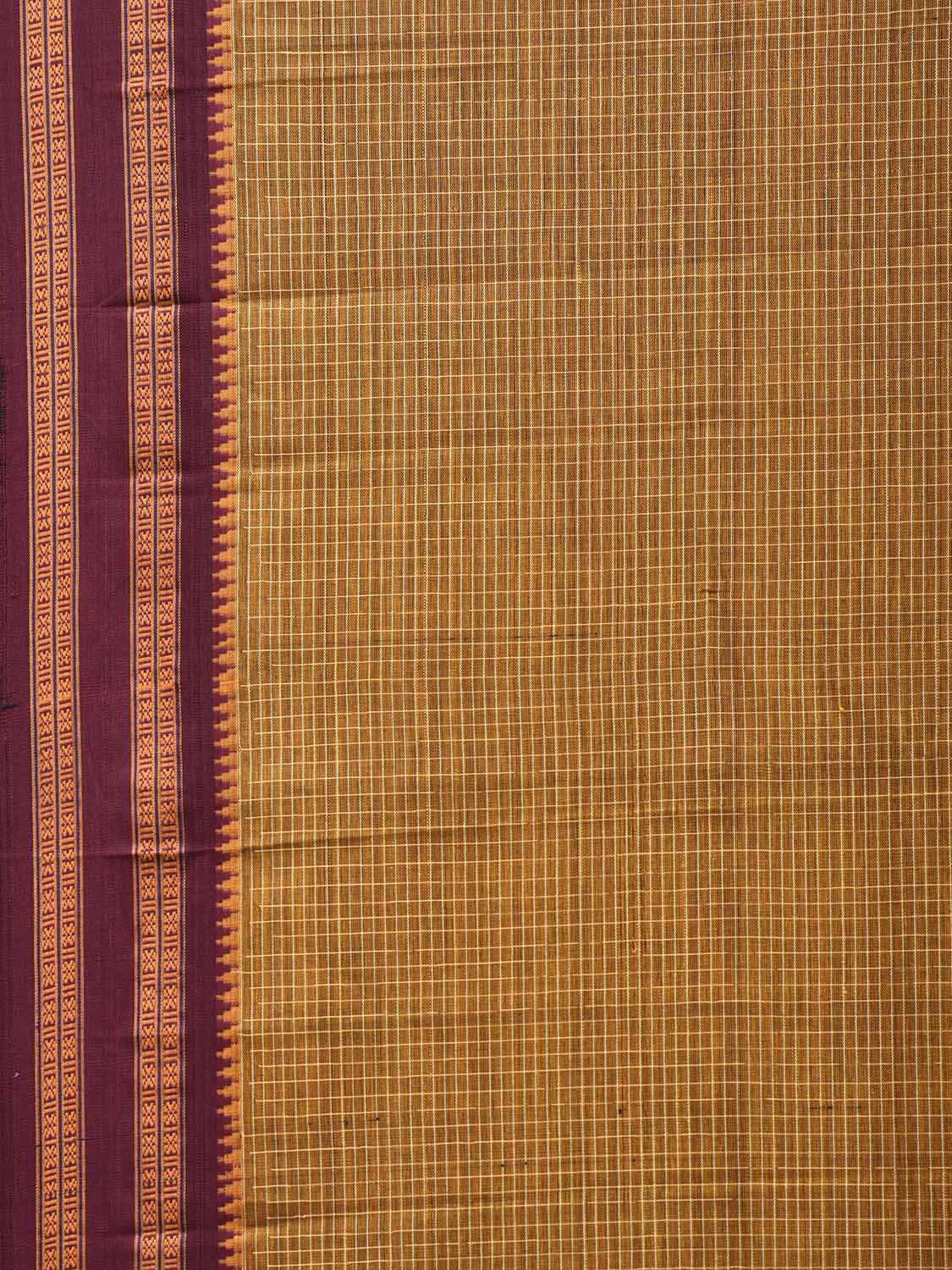 Mustard and Olive Narayanpet Cotton Saree with Checks Design No Blouse np1536
