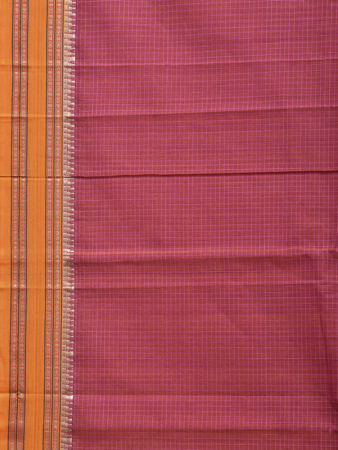 Pink and Yellow Narayanpet Cotton Saree with Checks Design No Blouse np1544