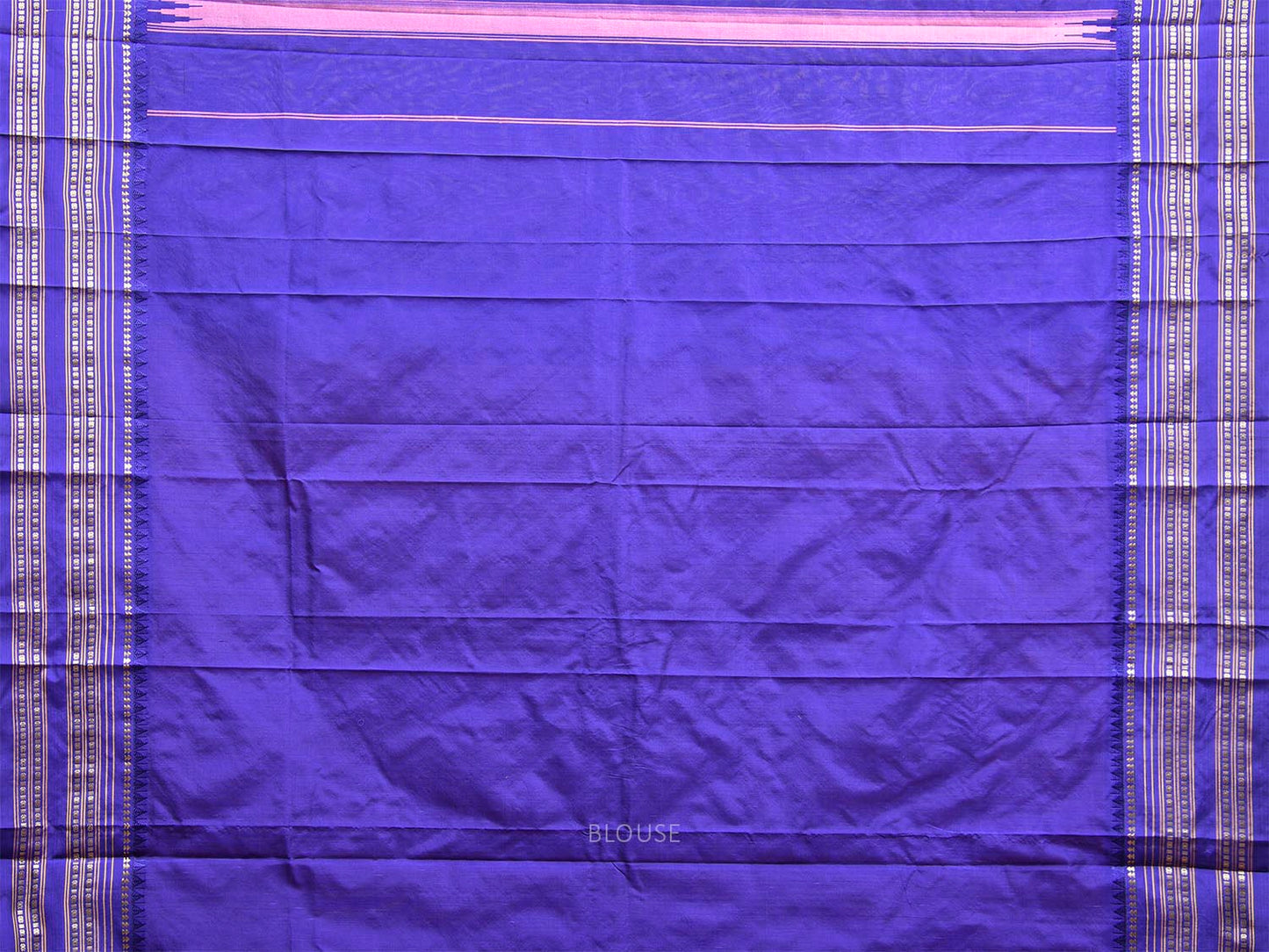 Pink and Dark Blue Narayanpet Silk Saree with Checks Design np1547