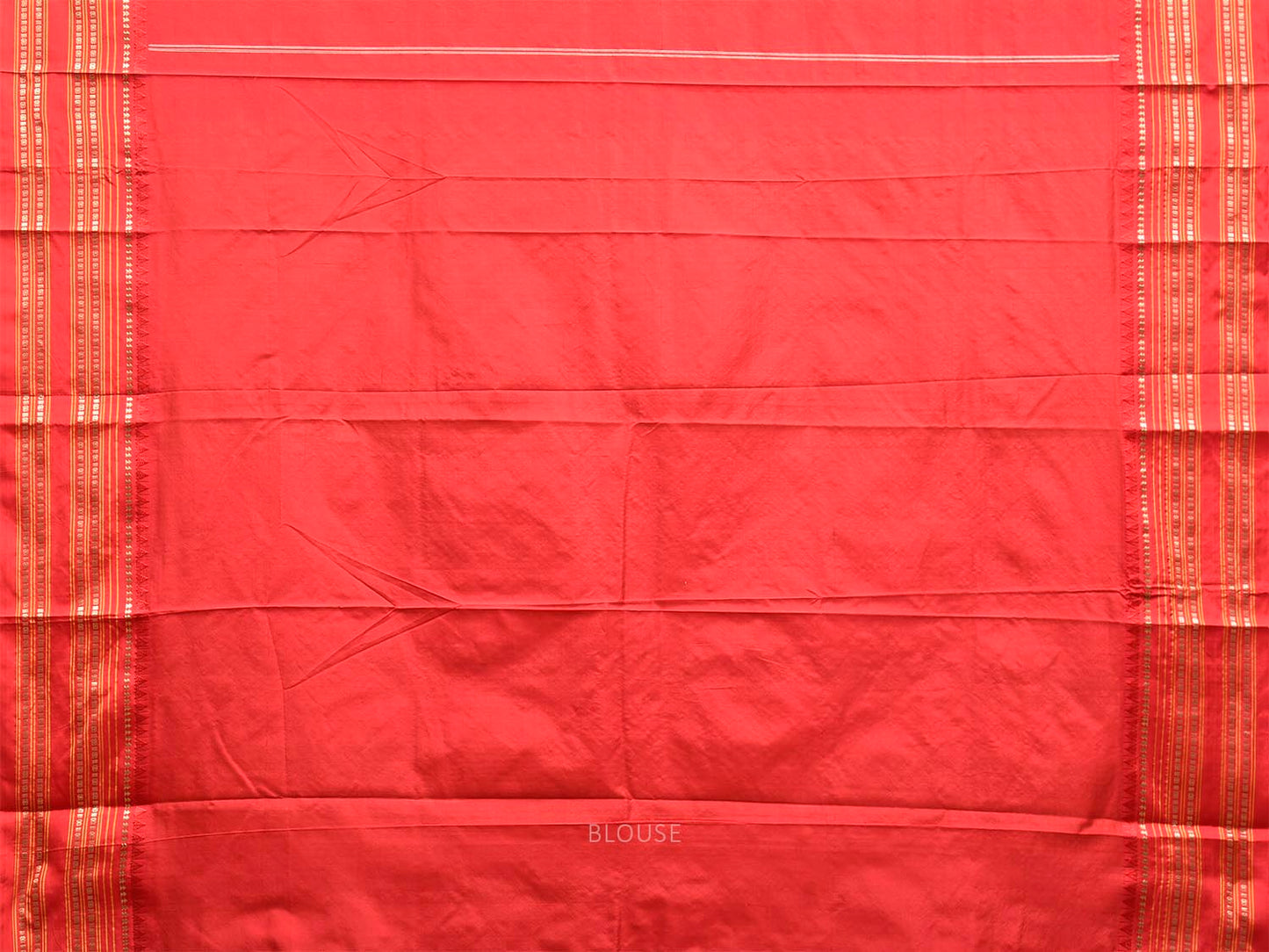 Cream and Red Narayanpet Silk Saree with Checks Design np1548