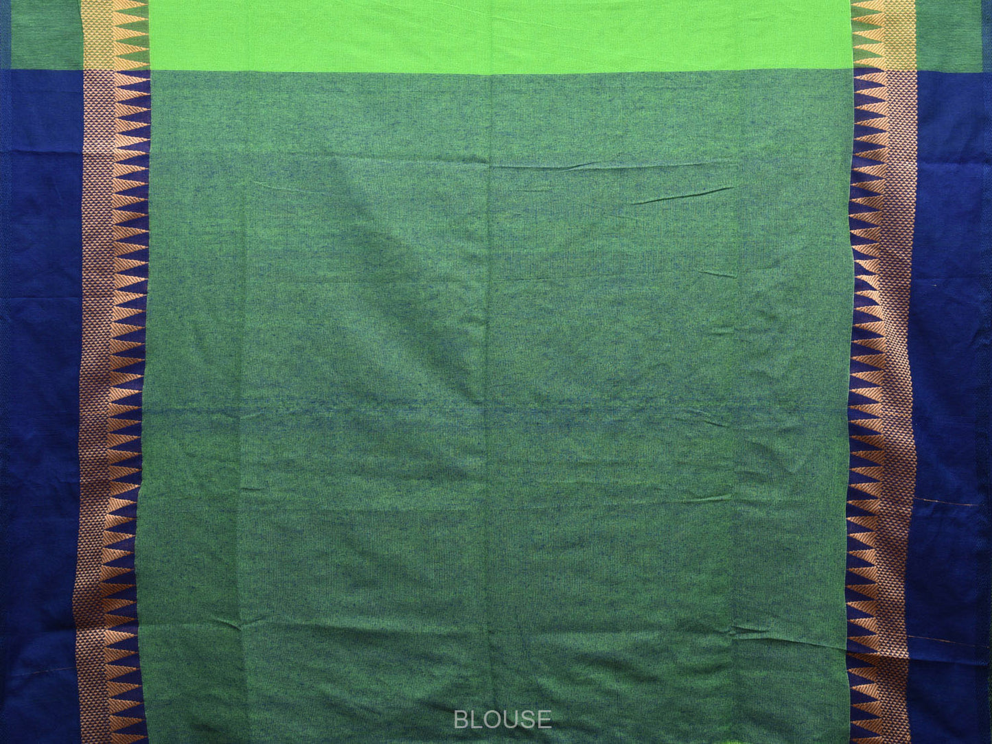 Green Cotton Plain Saree with Contrst Pallu Design o0484