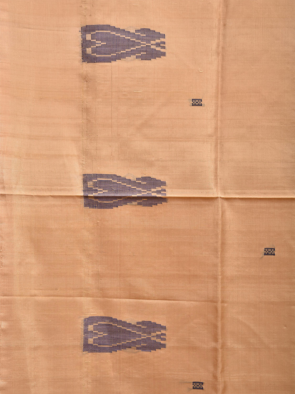 Cream and Dark Blue Banana Silk Saree with Small Buta and Contrast Pallu Design No Blouse o0497