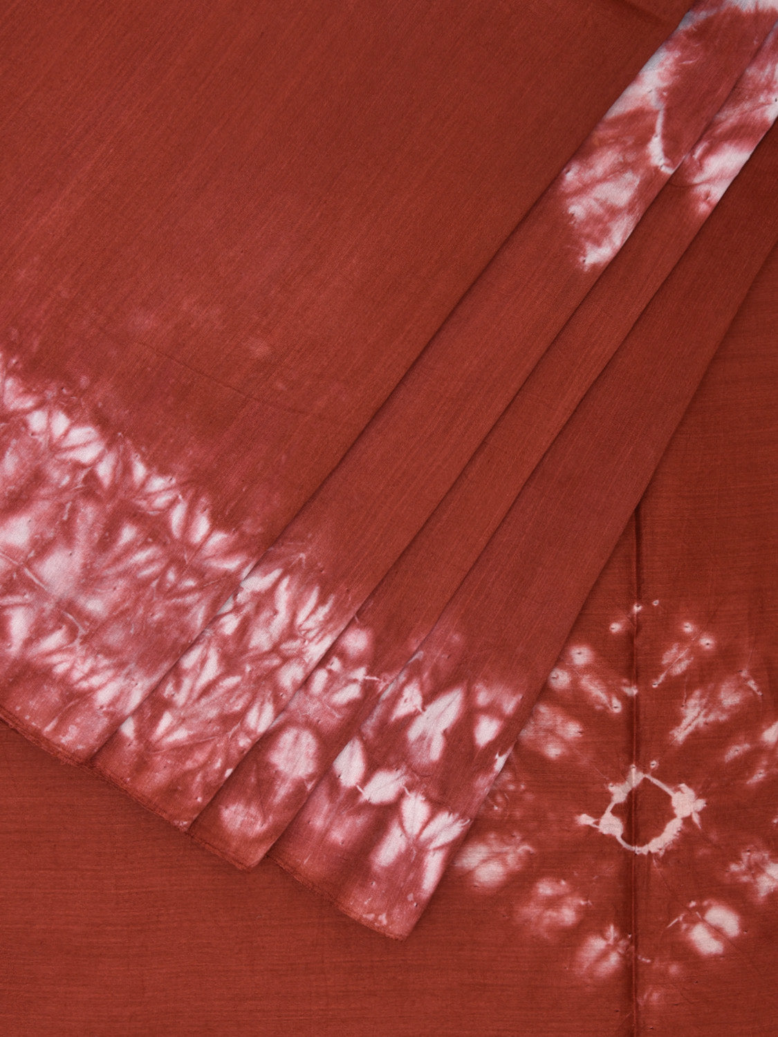 Rust Shibori Cotton Silk Saree with Big Body Buta and Border Design No Blouse o0508