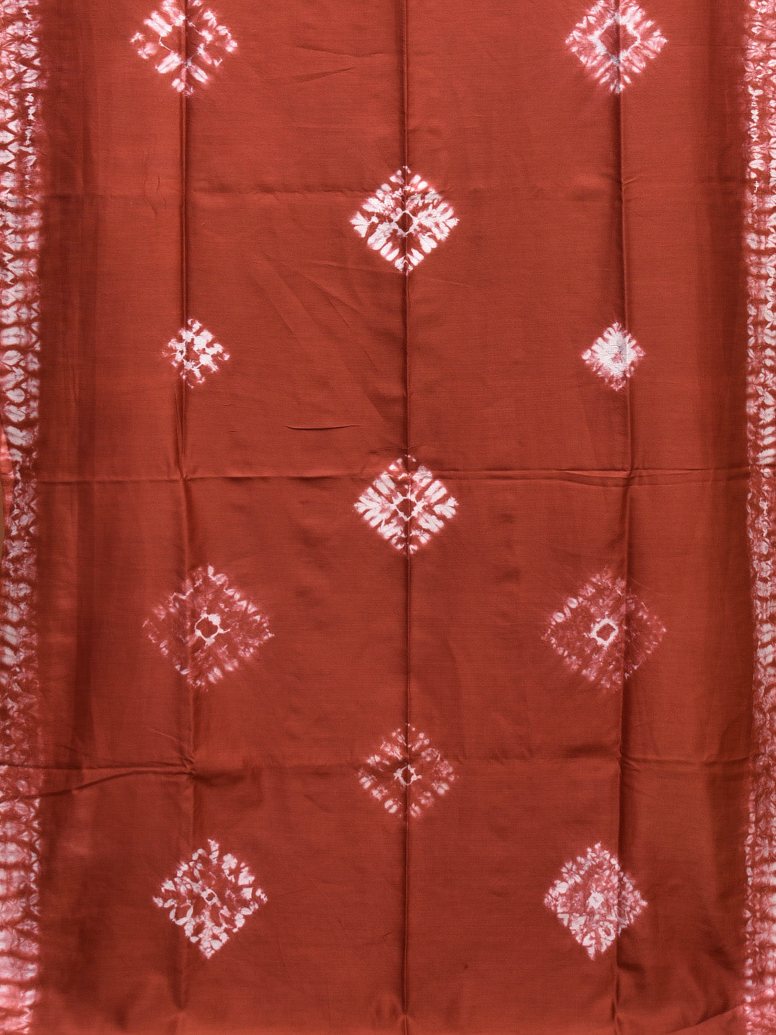 Rust Shibori Cotton Silk Saree with Big Body Buta and Border Design No Blouse o0508