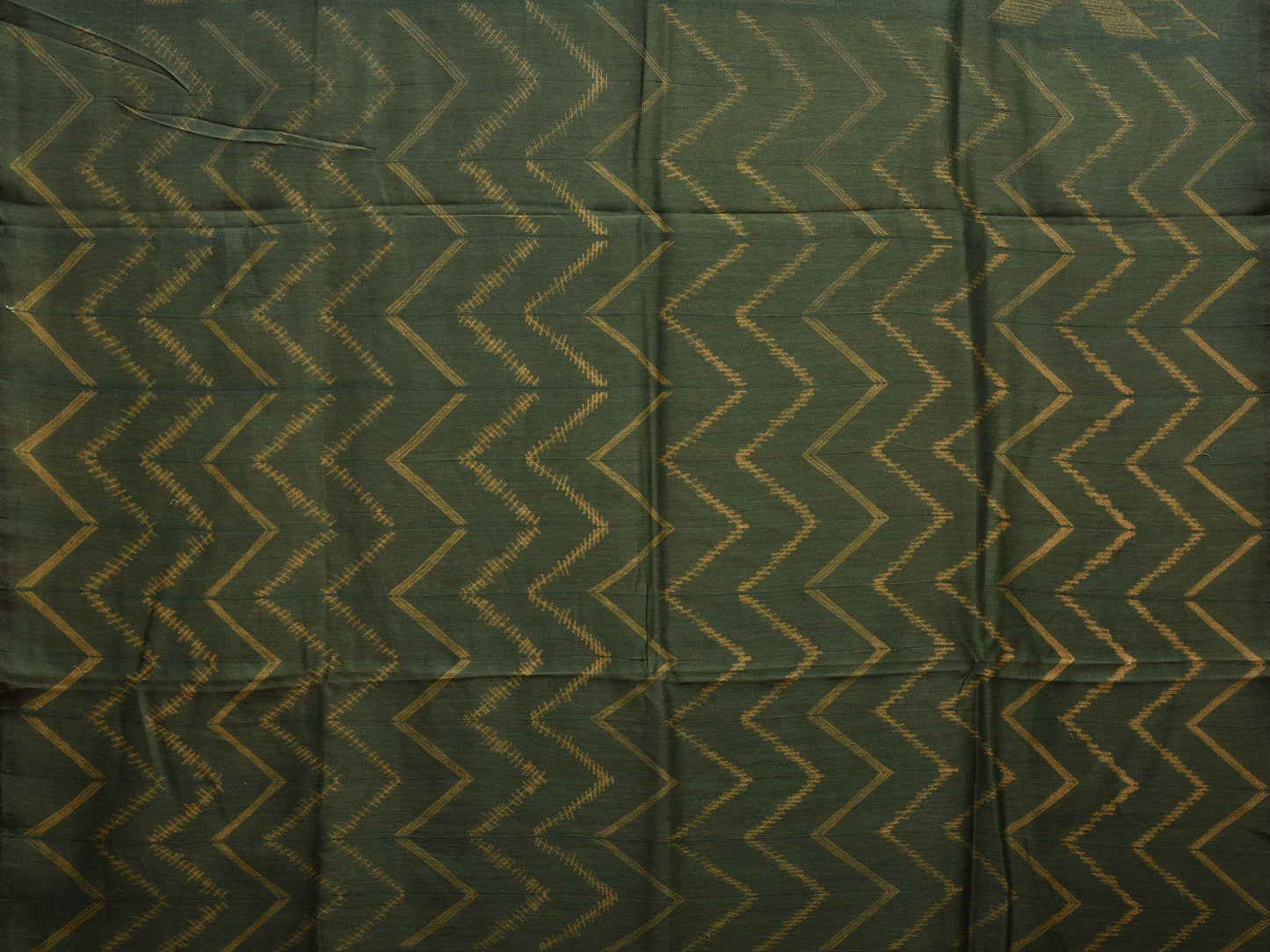 Green Shibori Cotton Silk Saree with Zig-Zag Pallu and Triple Body Design No Blouse o0511