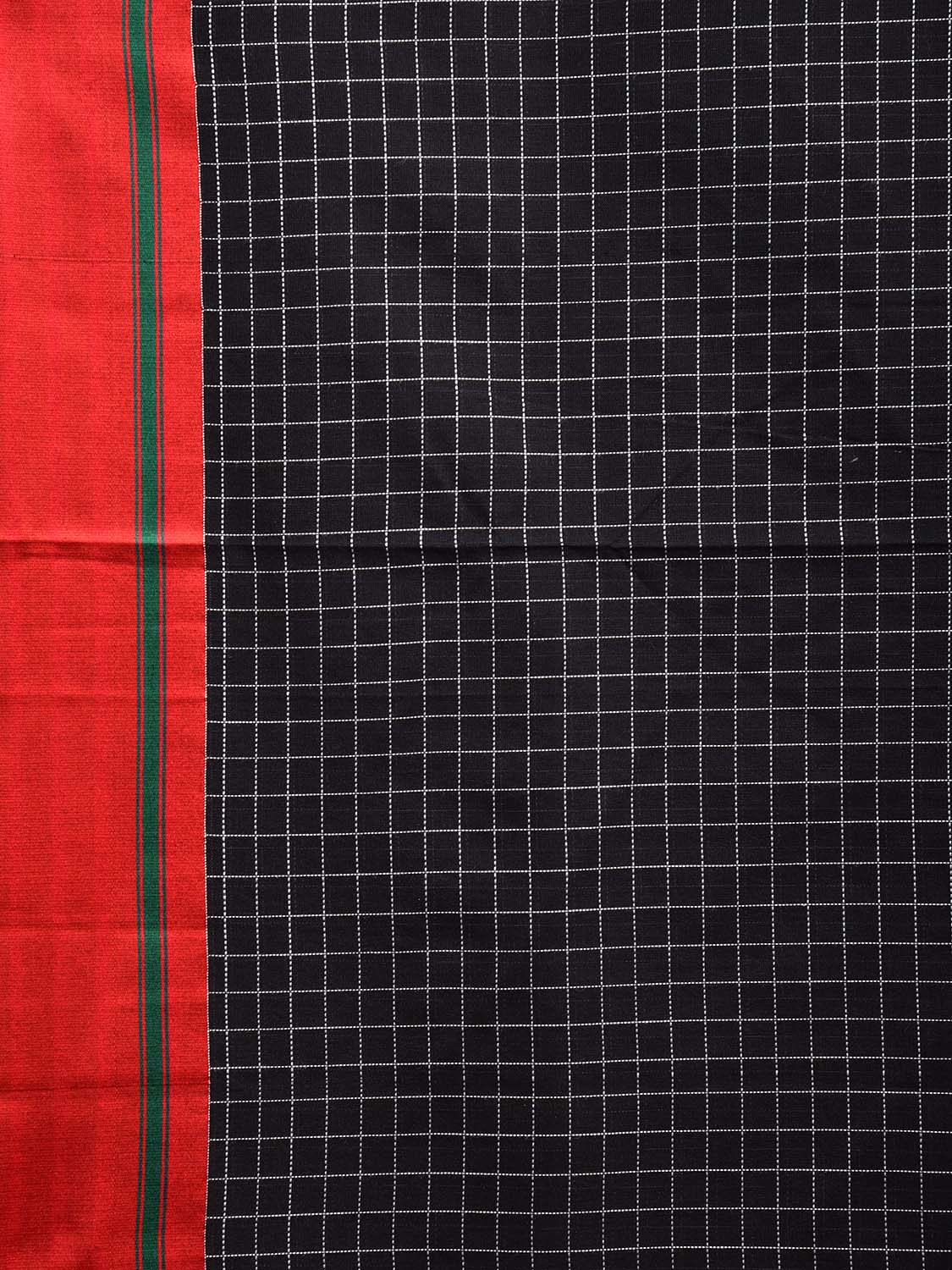 Black and Red ilkal Cotton Viscose Saree with Checks Design o0515
