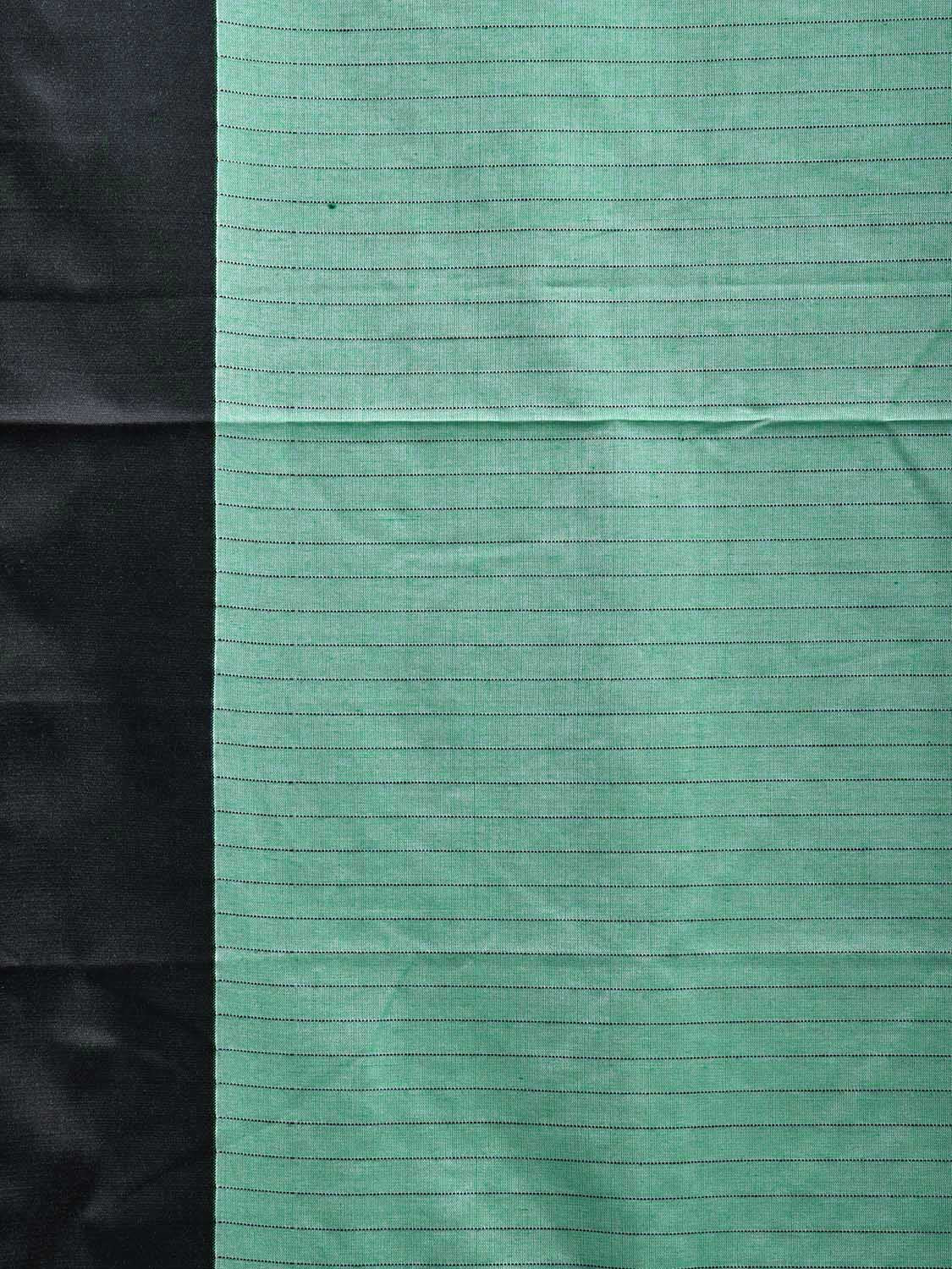 Turquoise and Black ilkal Cotton Viscose Saree with Strips Design o0518