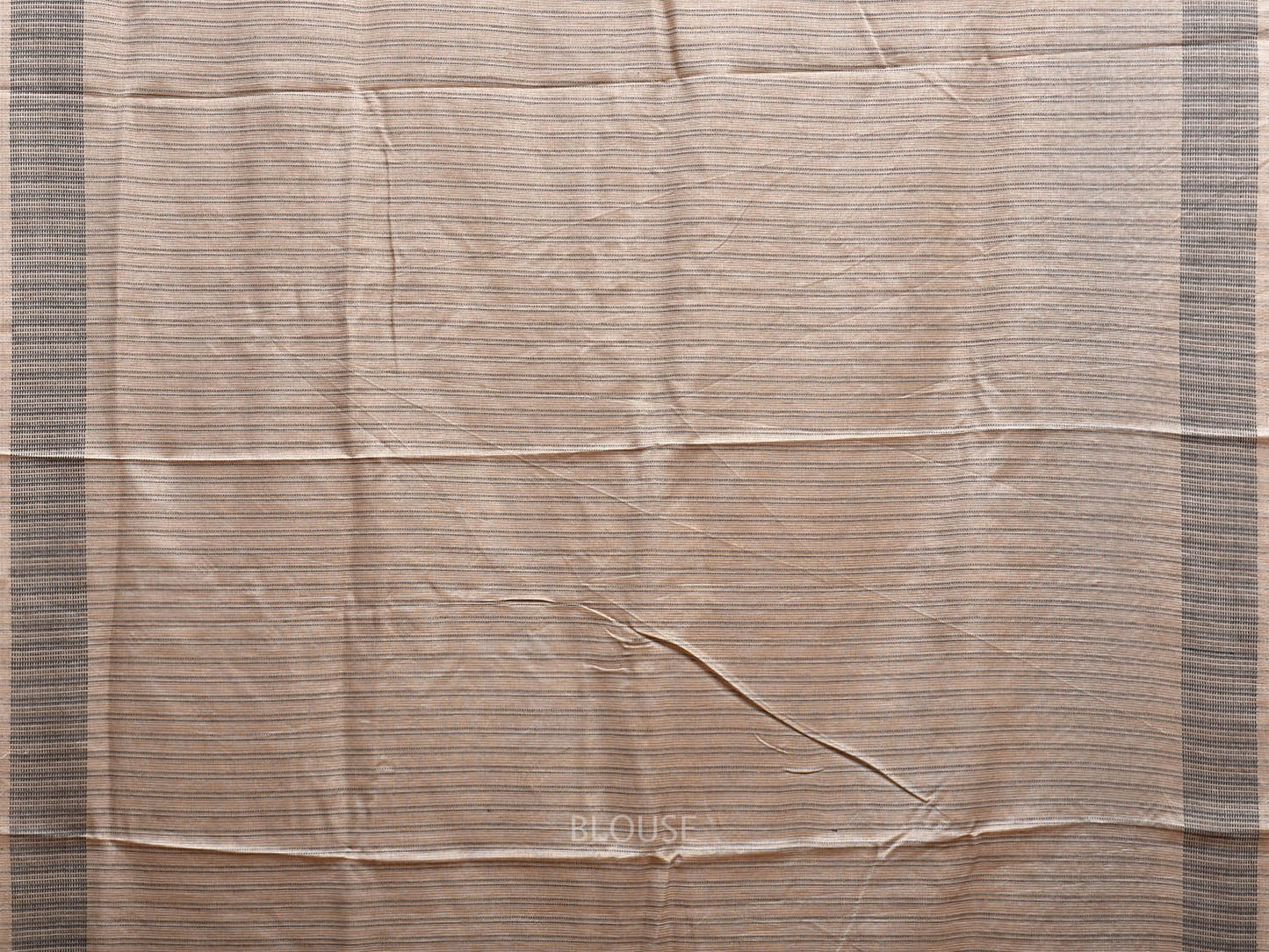 Cream Tussar Saree with One Side Border Petit Embroidary Work and Strips Pallu Design o0590