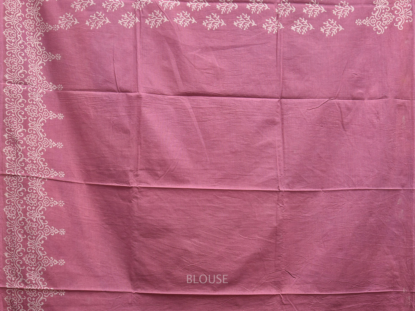 Light Pink Block Print Cotton Saree with All Over Body and Pallu Design o0592