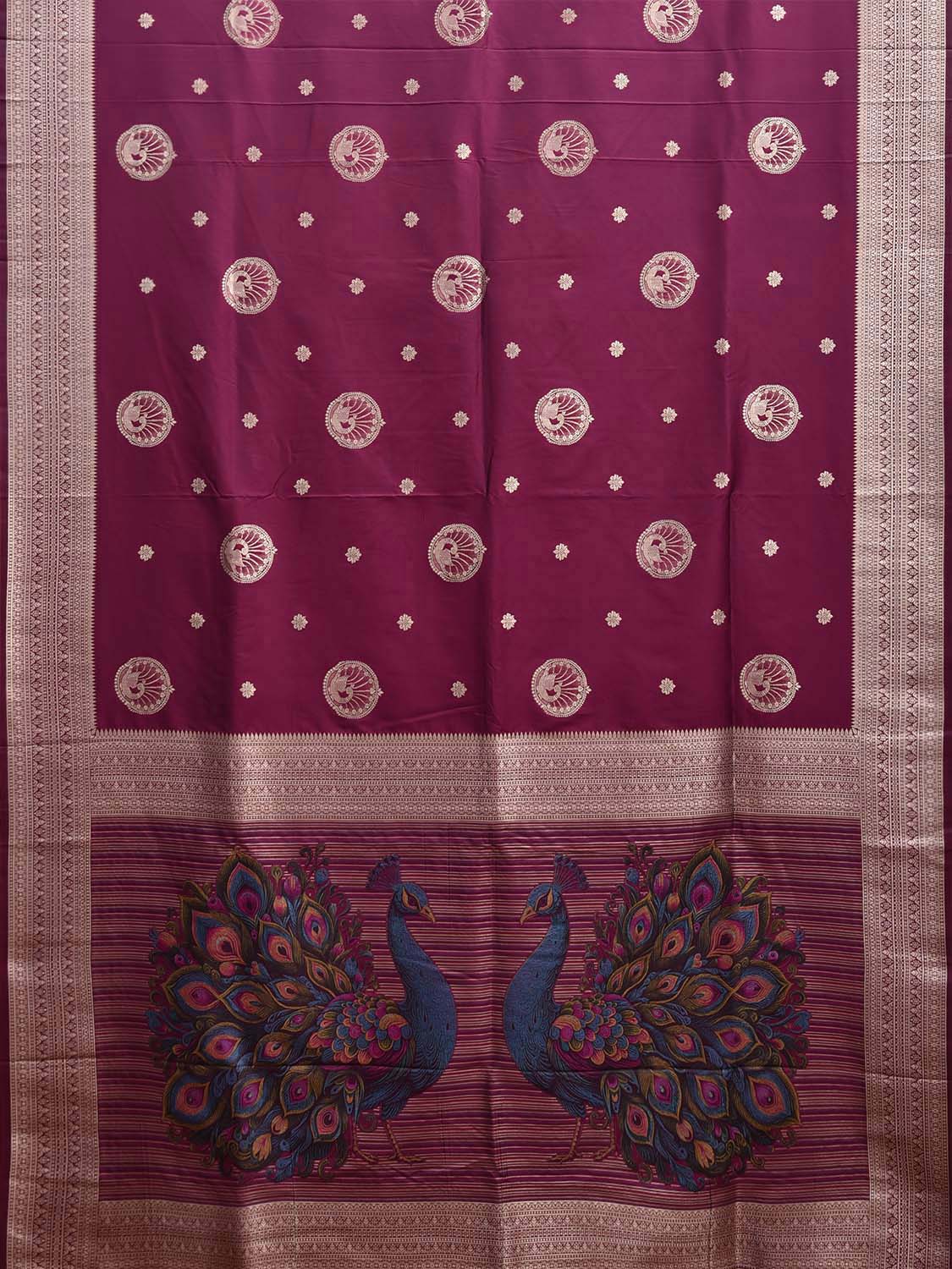 Magenta Viscose Blend Silk Saree, Design Woven on Electronic jacquard Loom. No Floating at Back Side o0597