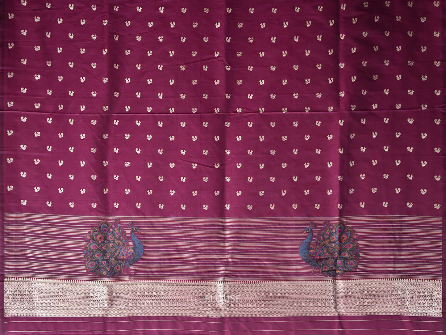 Magenta Viscose Blend Silk Saree, Design Woven on Electronic jacquard Loom. No Floating at Back Side o0597