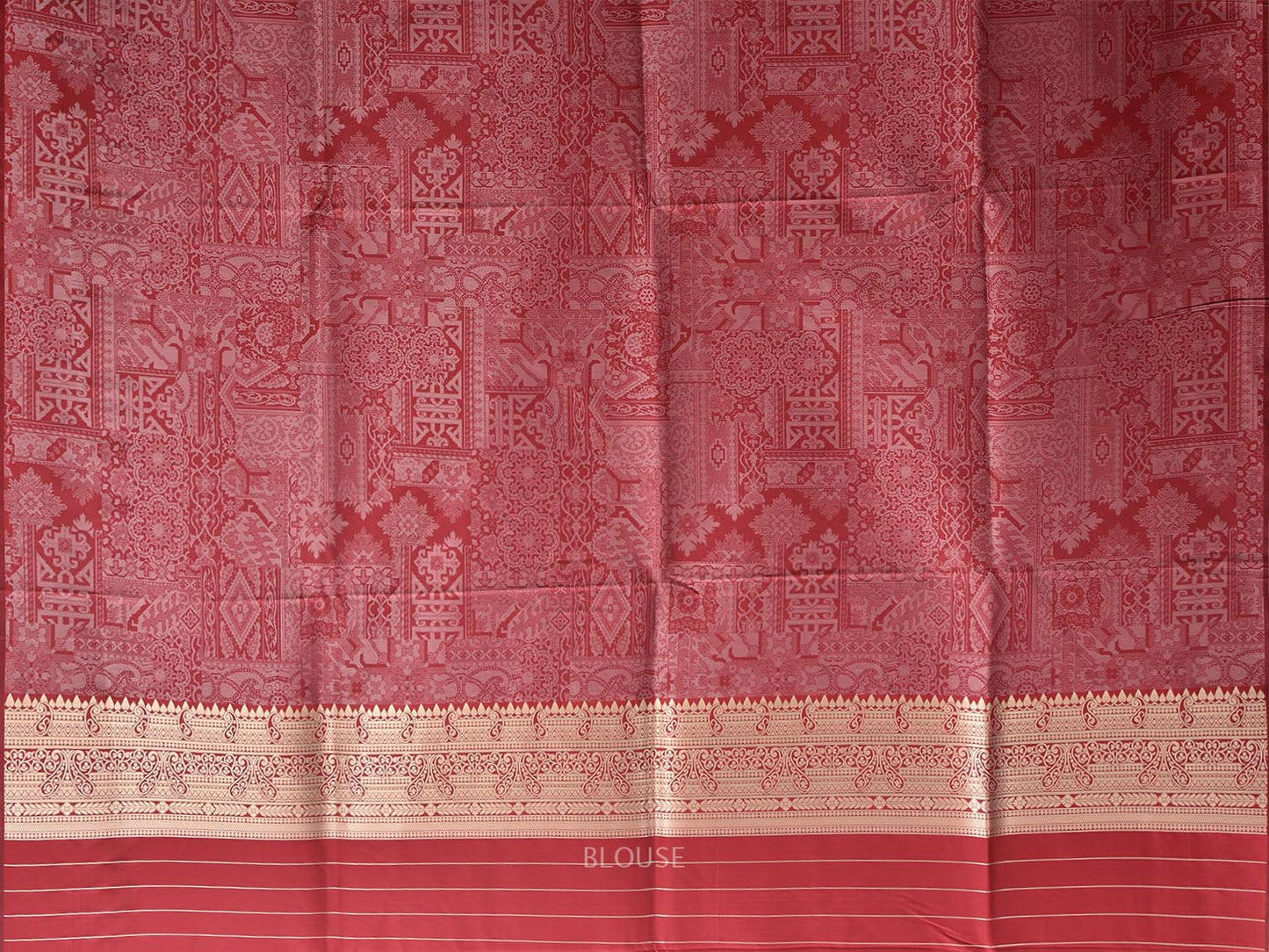 Red Viscose Blend Silk Saree, Design Woven on Electronic jacquard Loom. No Floating at Back Sideo0599