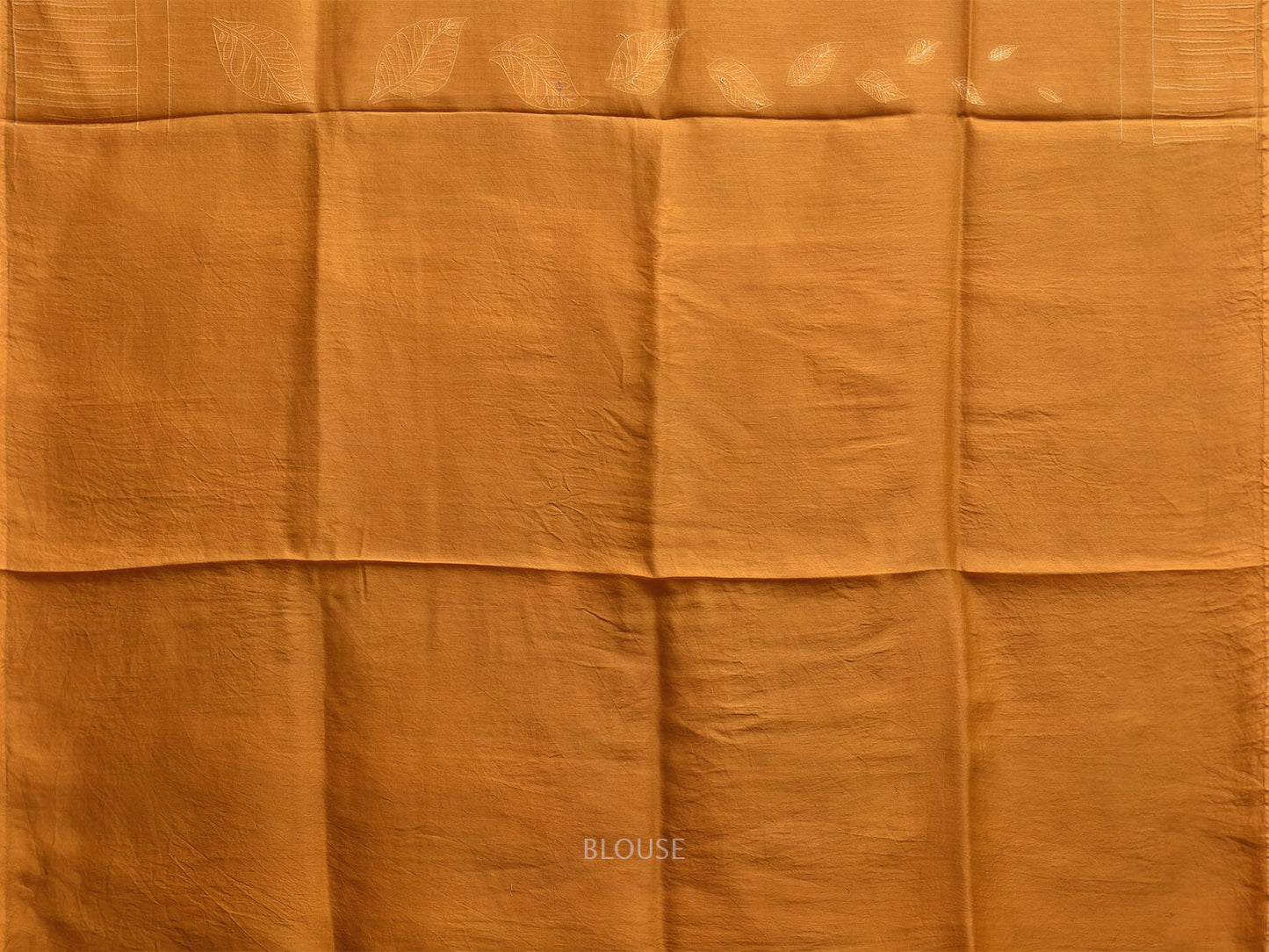 Mustard Shibori Cotton Silk Saree with Zig-Zag Pallu and Leaves Design o0624