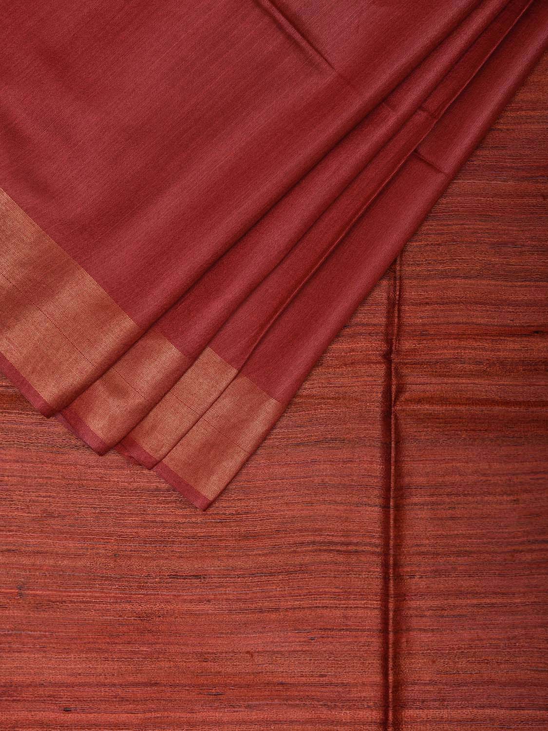 Rust Tussar Saree with Tussar Ghicha Pallu Design o0626