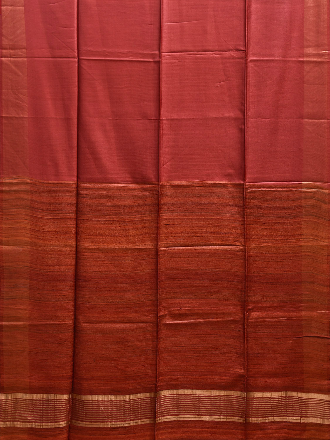Rust Tussar Saree with Tussar Ghicha Pallu Design o0626