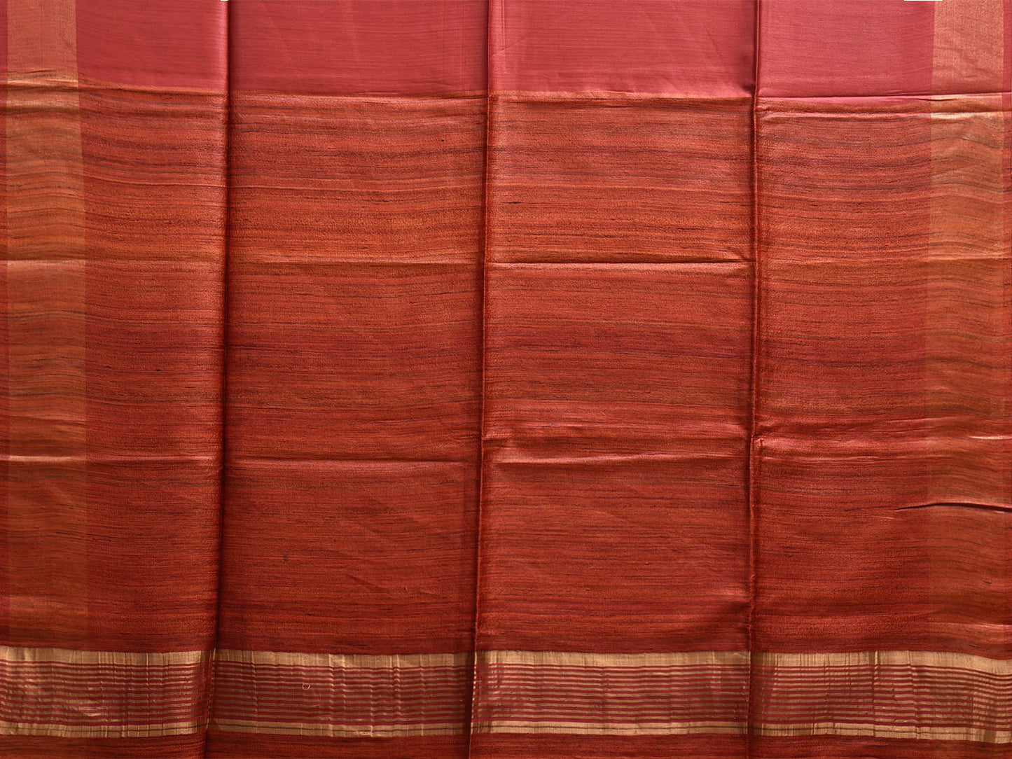 Rust Tussar Saree with Tussar Ghicha Pallu Design o0626