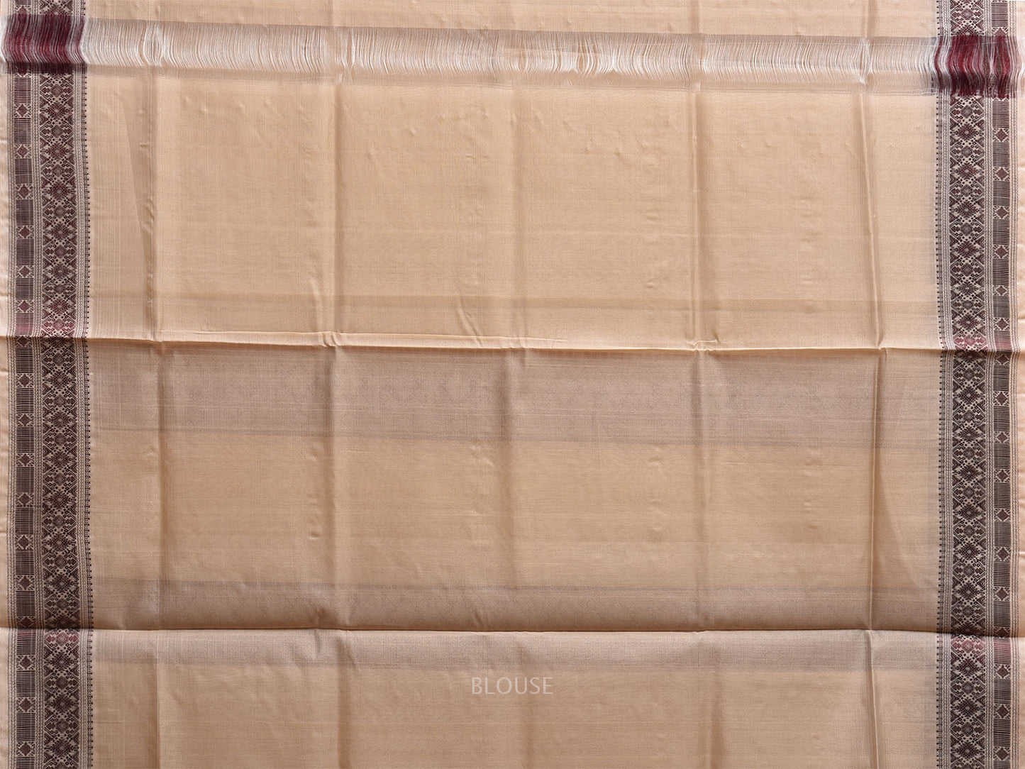 Cream Tussar Plain Saree with Border and Pallu Design o0627