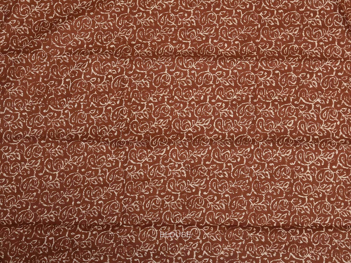 Cream and Brown Batik Print Cotton Saree with All Over Body and Pallu Design o0705