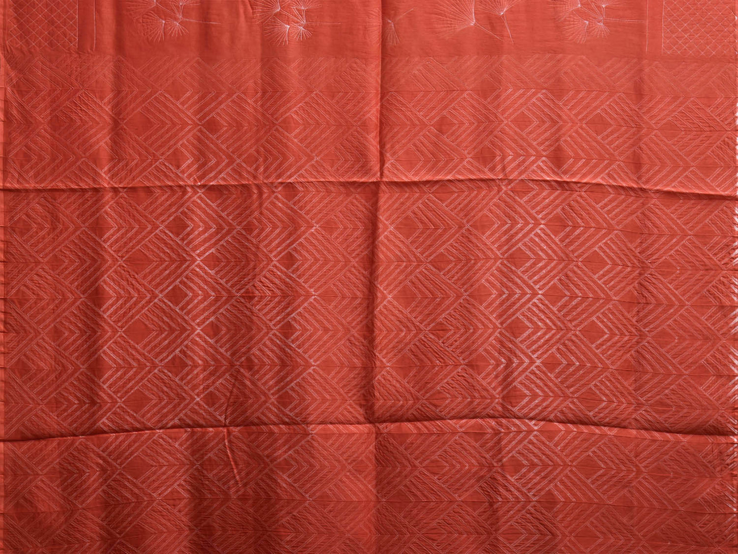 Orange Shibori Cotton Silk Saree with Grill Border and Pallu Design o0710