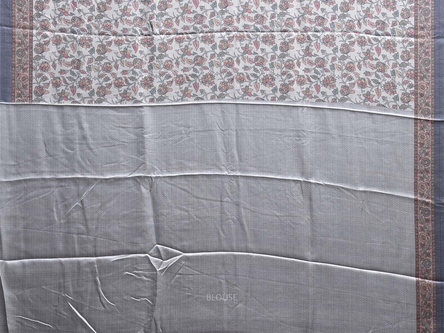 Light Blue Pashmina Print Viscose Saree with Floral Body and Pallu Design o0724