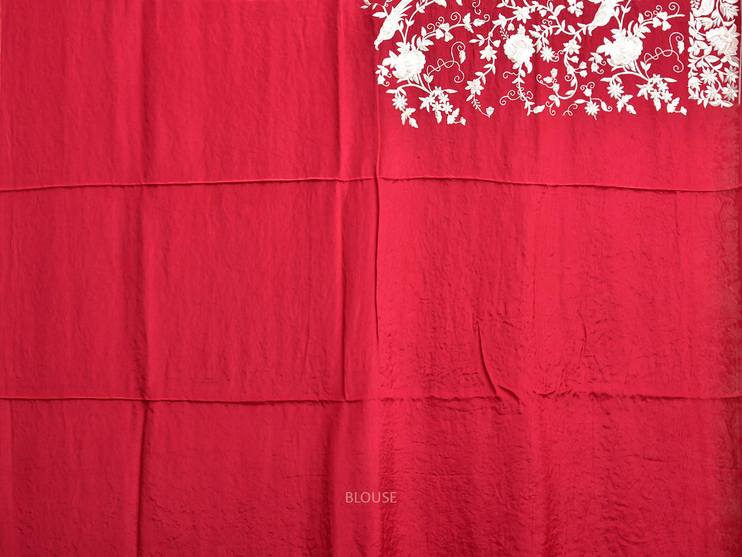 Red Parsigara Crepe Silk Saree with All Over Floral and Border Design o0733