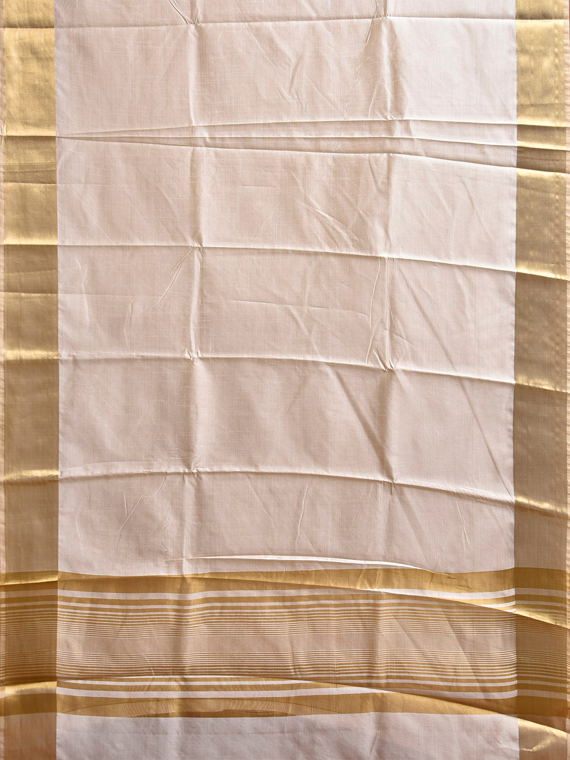 Beige Viscose Silk Plain Saree with Zari Border and Strips Pallu Design o0736