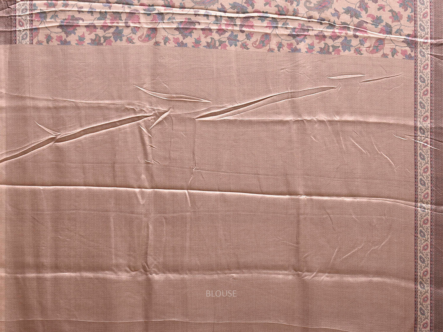 Cream and Pink Pashmina Print Viscose Saree with Floral and Pallu Deign o0742