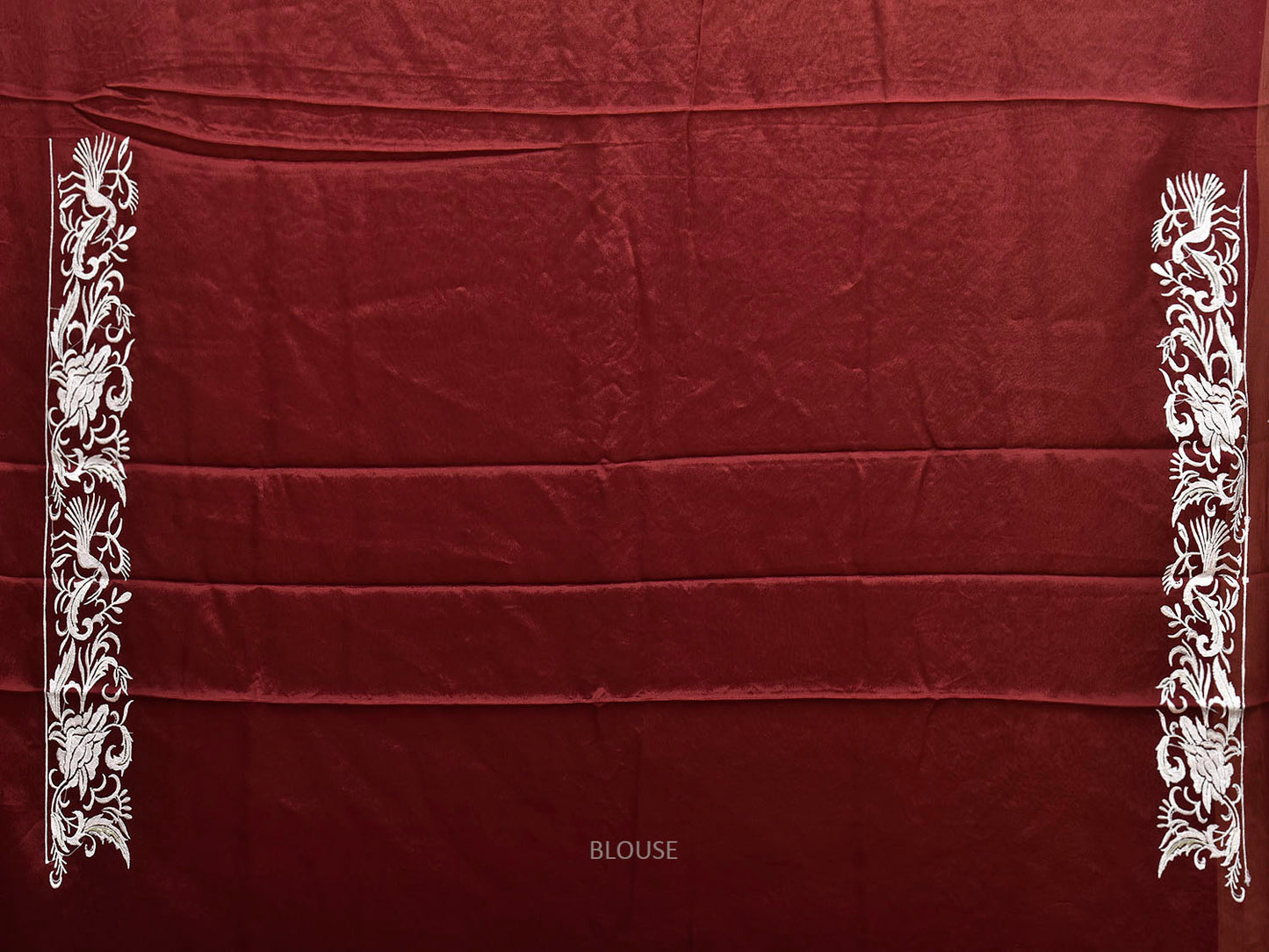 Maroon Parsigara Crepe Saree with All Over Birds and Border Design o0745