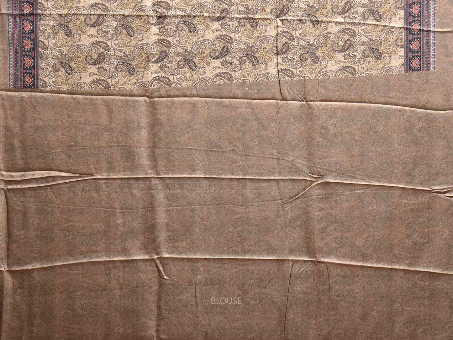Light Yellow Pashmina Print Viscose Saree with All Over Pasley Body and Pallu Design o0751