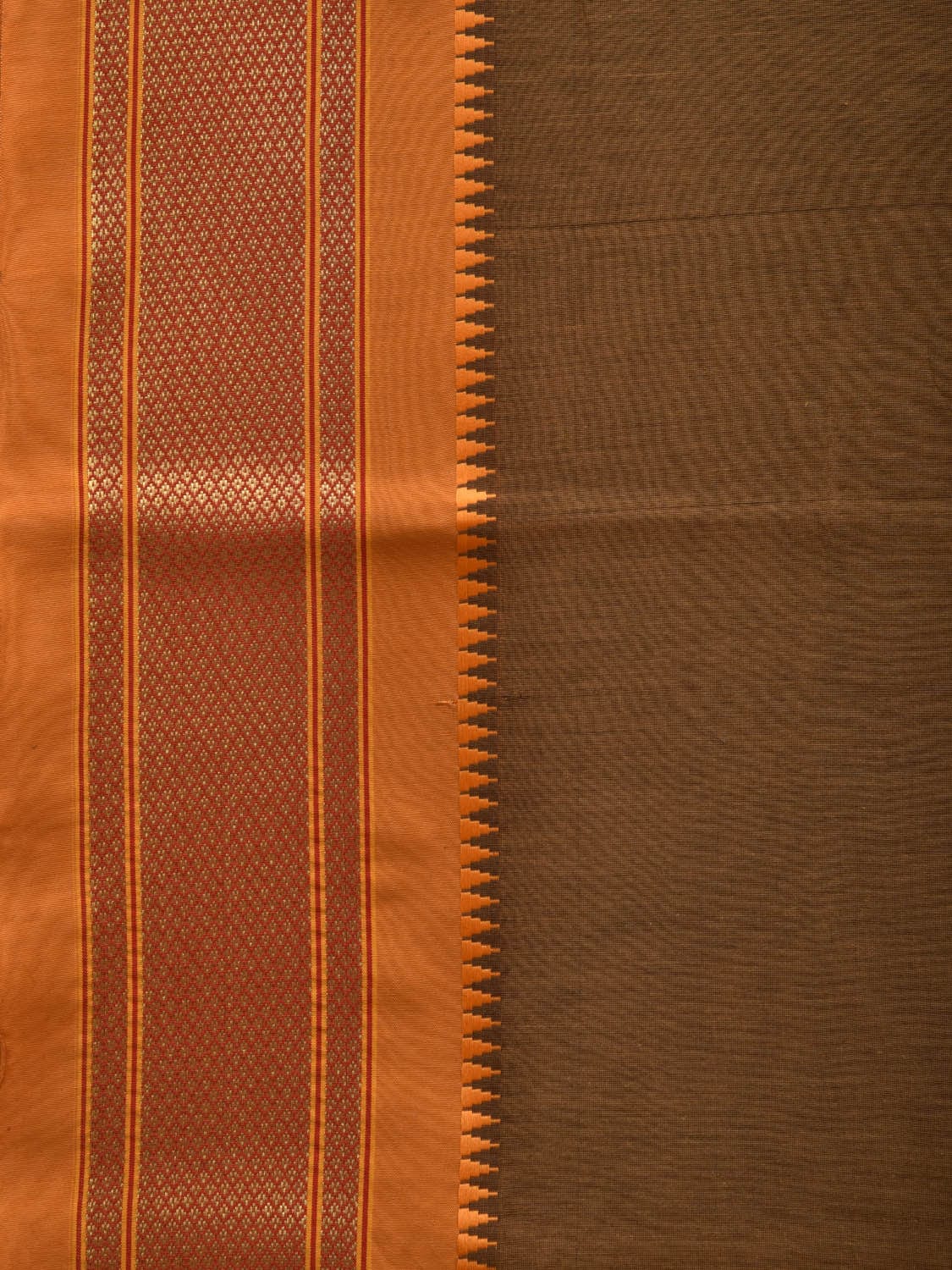 Olive and Mustard Bamboo Cotton Plain Saree with Zari Border Design bc0042