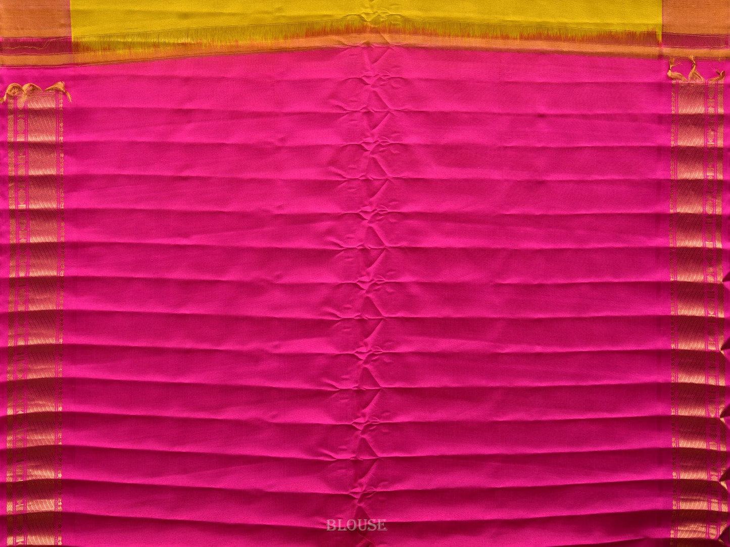 Olive and Pink Gadwal Silk Handloom Saree with Mango Pallu and Temple Border Design g0309