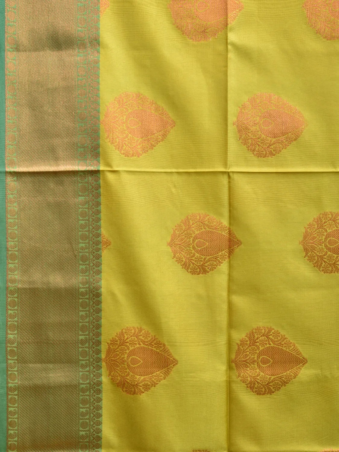 Olive Banaras Katan Silk Saree with Border and Body Butta Design b0049ds