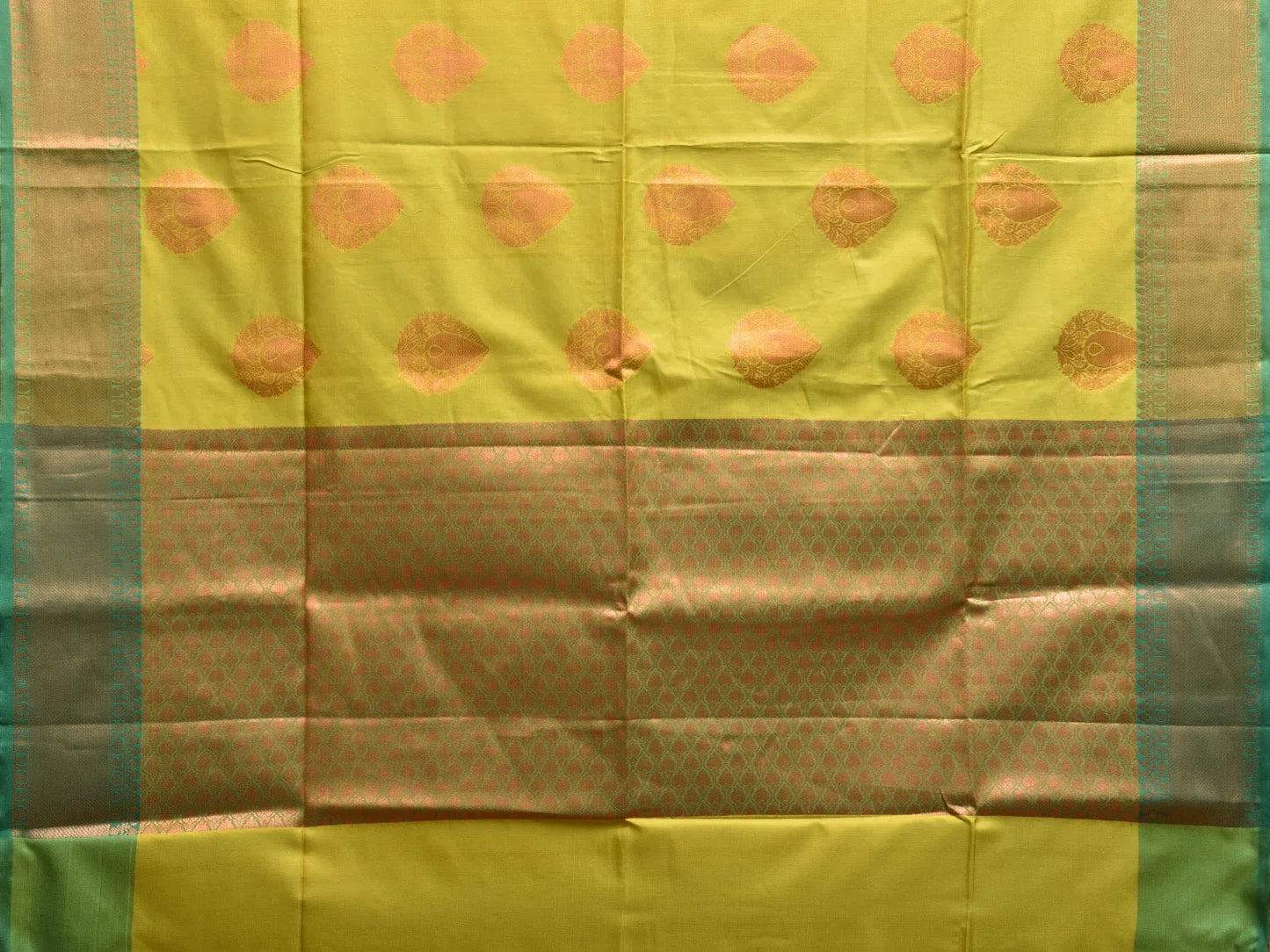 Olive Banaras Katan Silk Saree with Border and Body Butta Design b0049ds