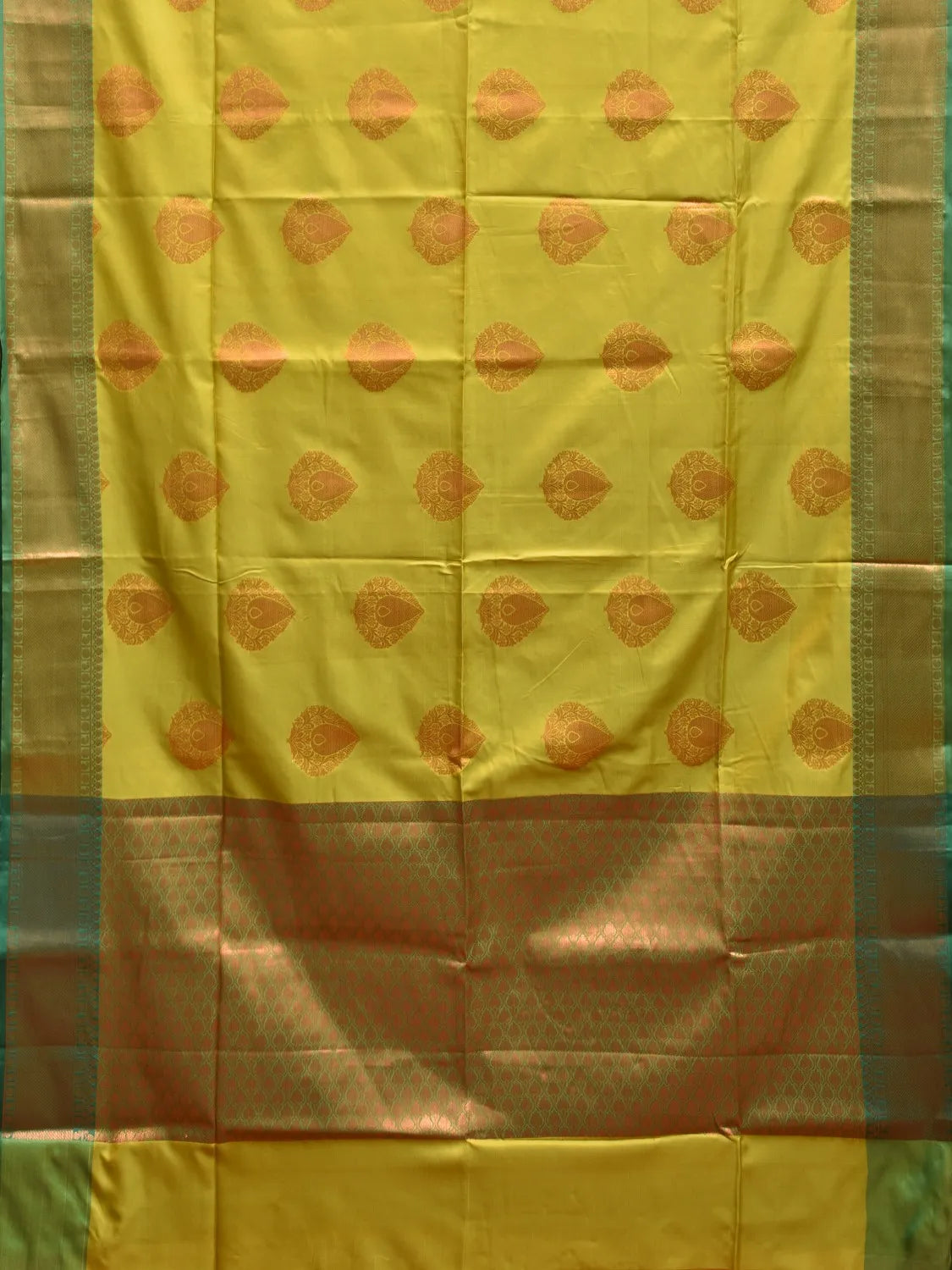 Olive Banaras Katan Silk Saree with Border and Body Butta Design b0049ds