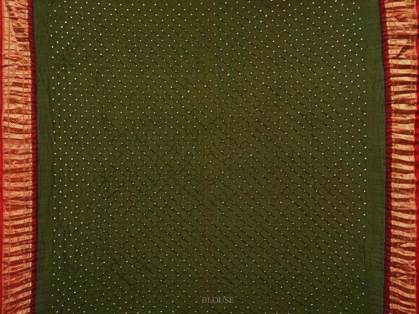 Olive Bandhani Paithani Silk Handloom Saree with Pallu Design bn0275