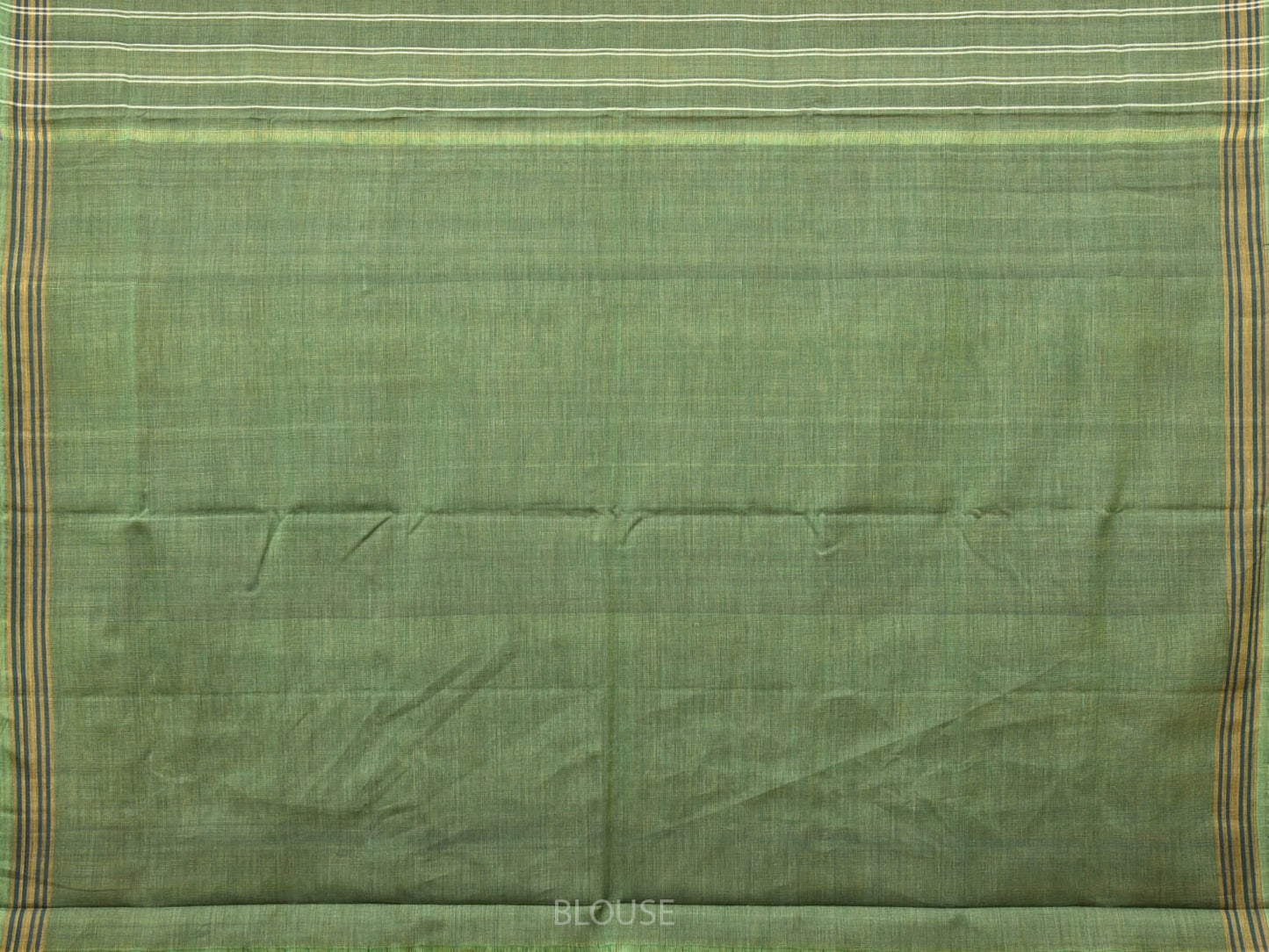 Olive Ikat Cotton Handloom Saree with All Over Grill and Border Design i0785