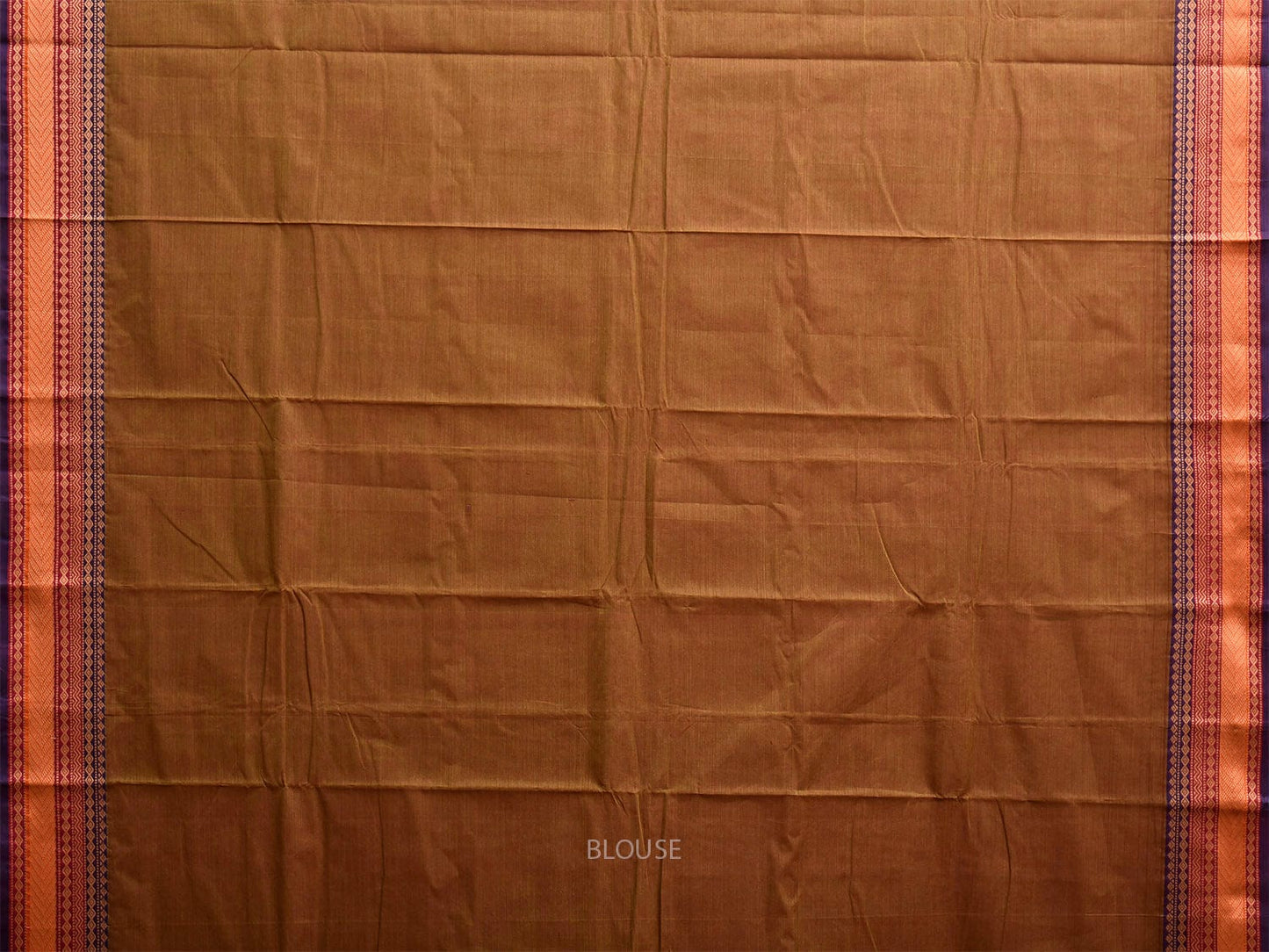 Olive Kanchipuram Cotton Plain Saree with Strips and Border Design k0853