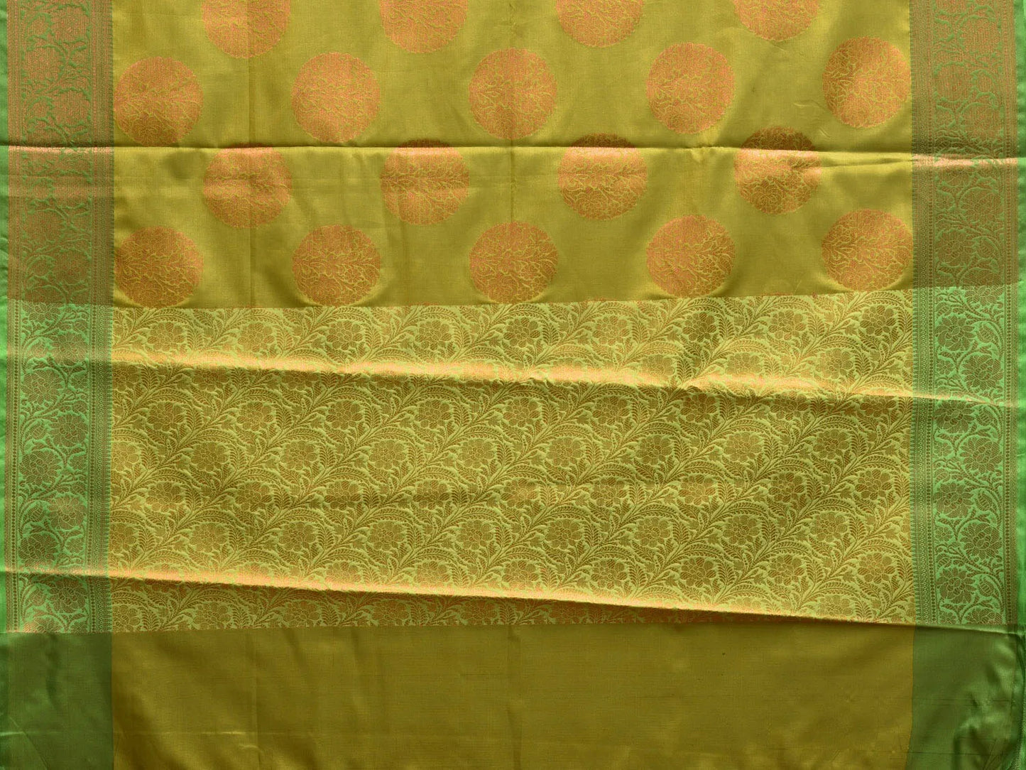 Olive Katan Silk Saree with Border and Body Butta Design b0150ds